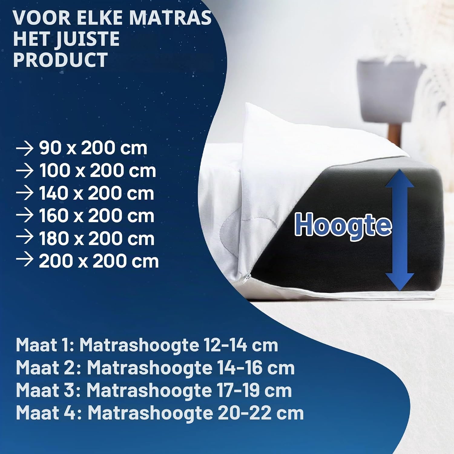 Thumbnail 6 de LILENO HOME matrasovertrek 90 x 200 cm met rits, gewatteerd en wit