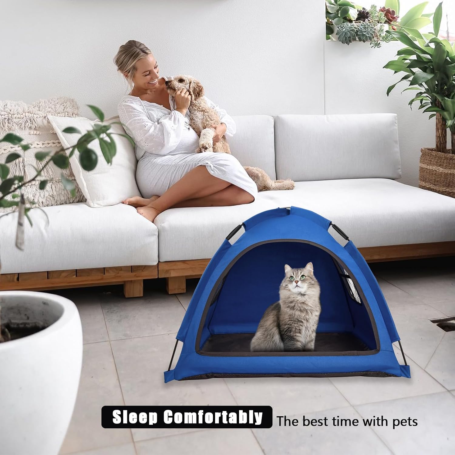 Detalle de Nockovi Portable Pet Tent for Indoor and Outdoor (Blue)