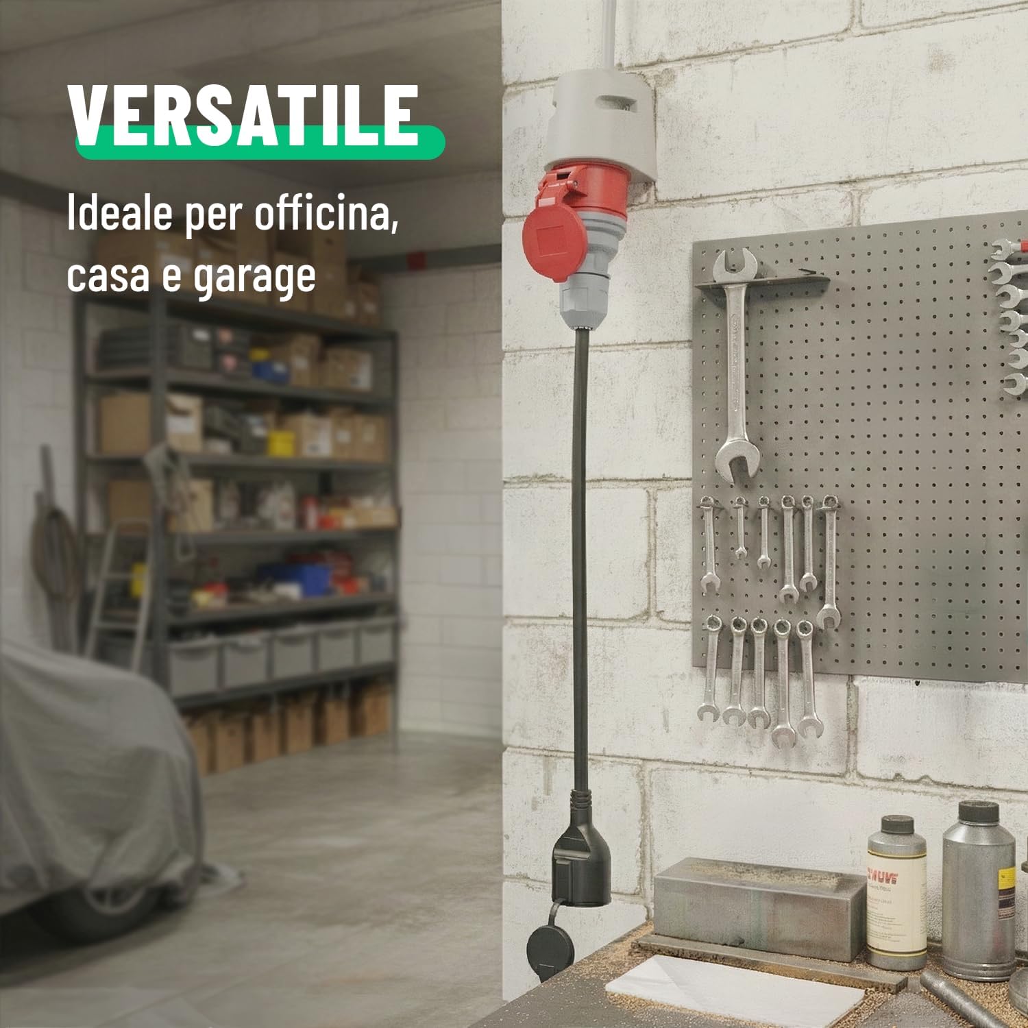 Thumbnail 1 de Greate Adattatore CEE 16A a presa Schuko da 400V a 230V, cavo 50 cm, IP44