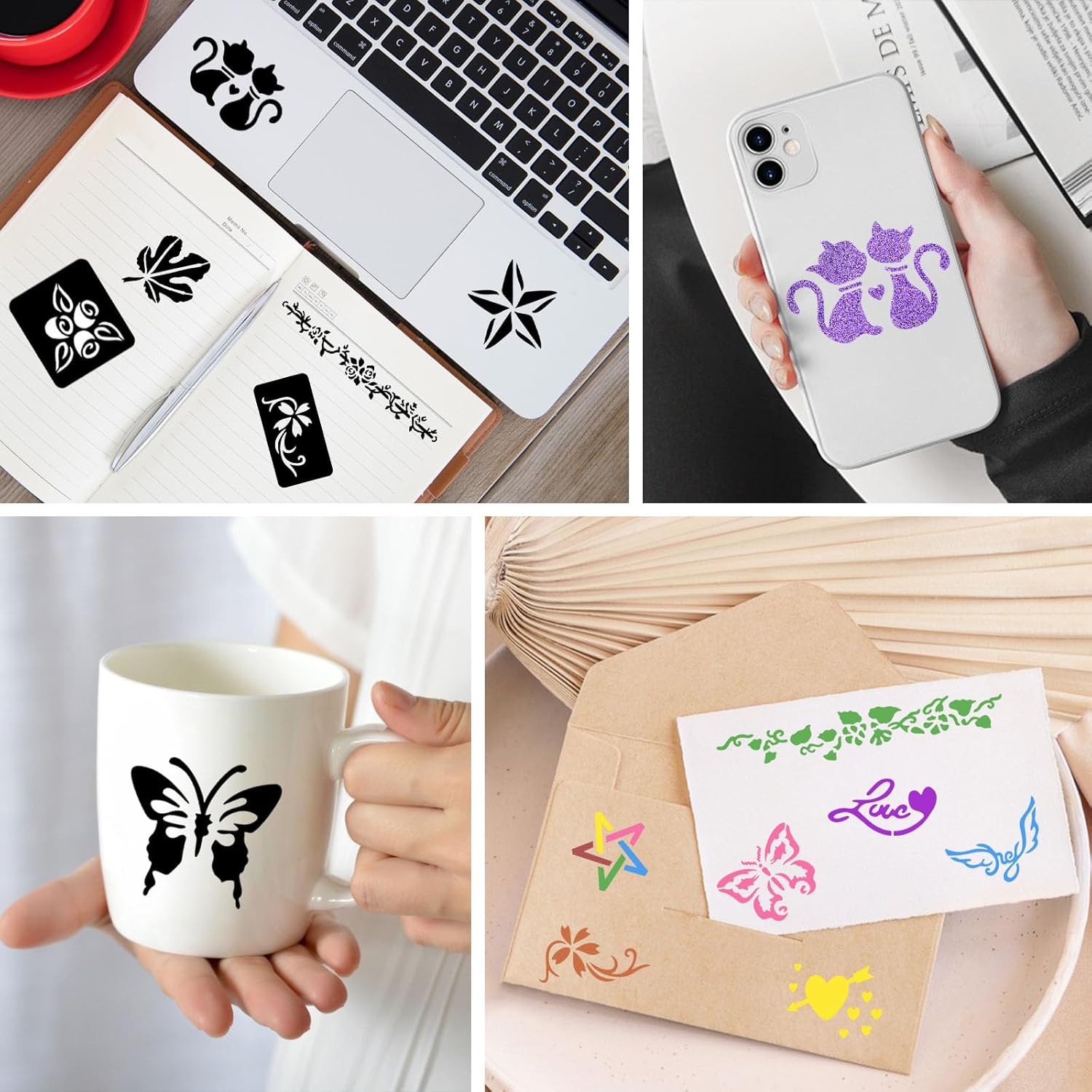 Thumbnail 5 de Henna Schablonen Set – 142 Stück Temporäre Henna Tattoo Schablonen, 4 Größen, DIY Body Art für Frauen, Teens und Kinder