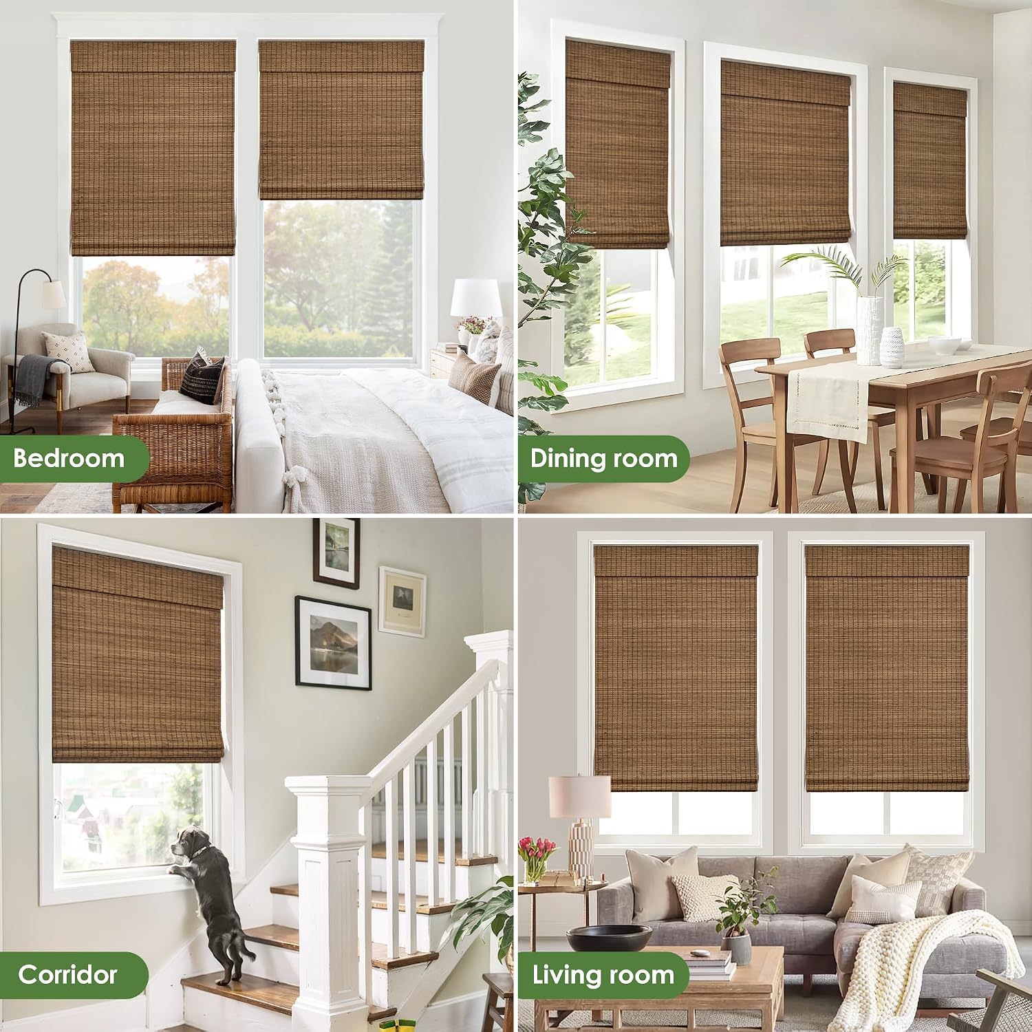 Detalle de LazBlinds 22a08dab-d2e8-4453-83db-160b375d0e4a Cordless Bamboo Roman Shade, 26.5 x 48, Highfield Teak