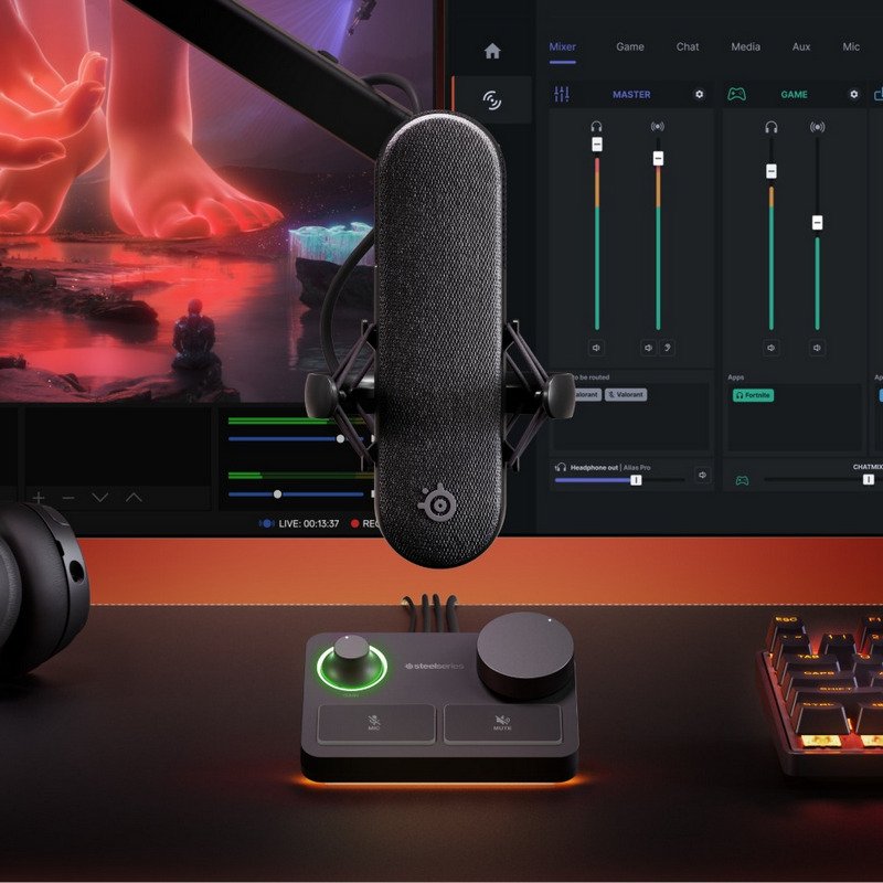Thumbnail 1 de Steelseries Alias Pro Micrófono Condensador XLR Negro 🎙️ + Mezclador de Canales