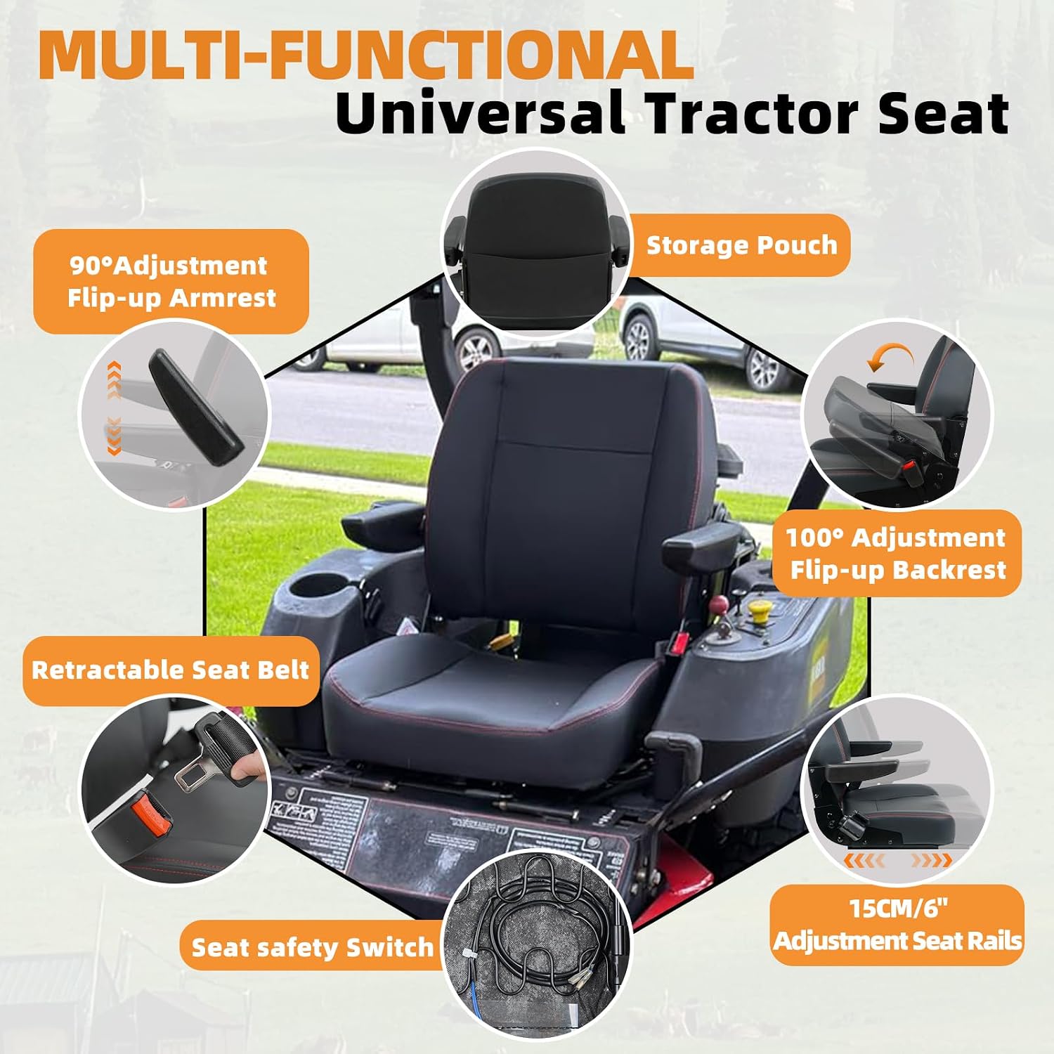 Detalle 2 de TICSEA Universal Forklift Seat Fold Down 120°