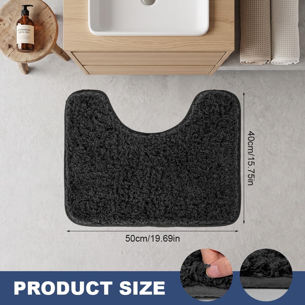 Thumbnail 1 de AOOWU 8056150 Microfibre Bath Mat, 50 x 40 cm, Black U-Shape