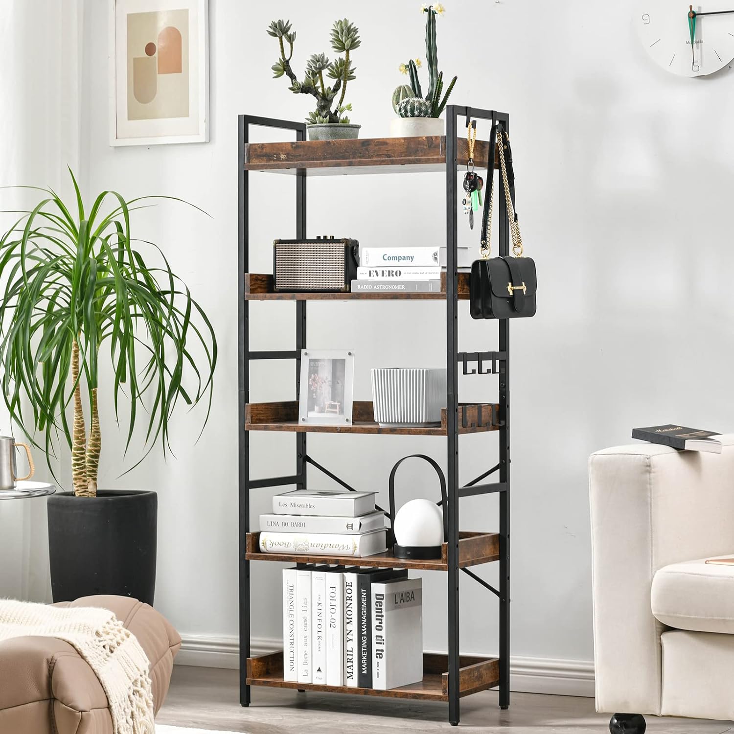 Detalle 2 de HCHQHS BS-USBS-C-5 5-Tier Industrial Bookshelf with Adjustable Shelves