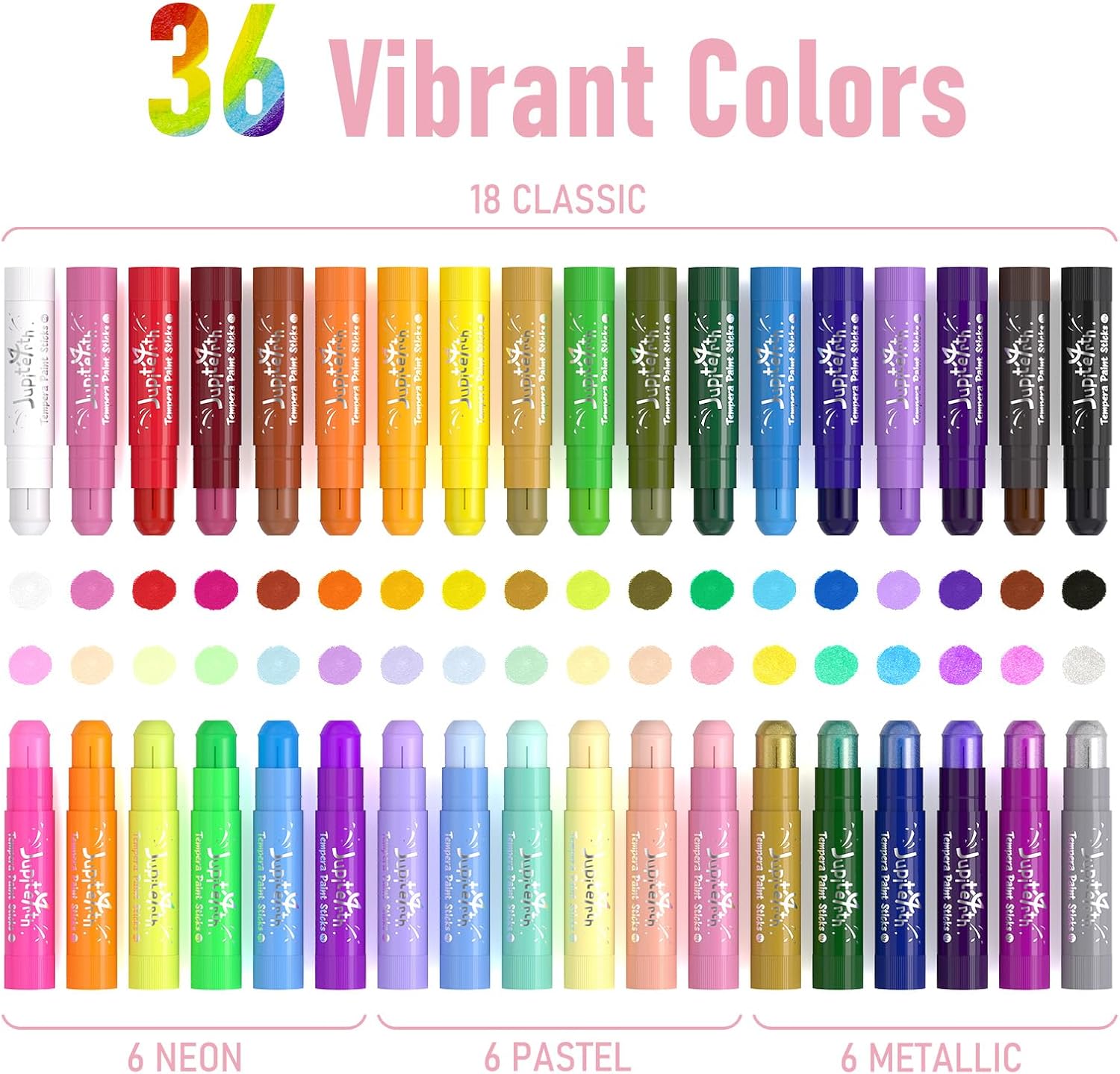 Thumbnail 1 de JUPITEARTH 36-Color Tempera Paint Sticks