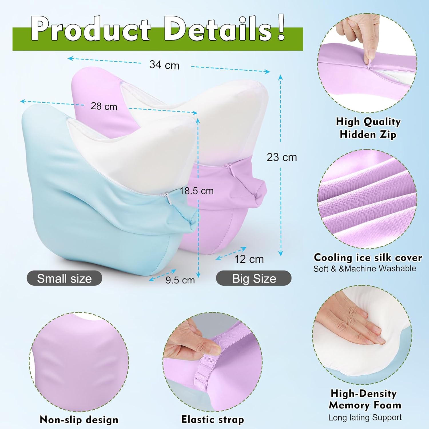 Thumbnail 6 de Hydomi Foot- & Leg-Rests Orthopaedic Knee Pillow for Side Sleepers with Cooling Cover