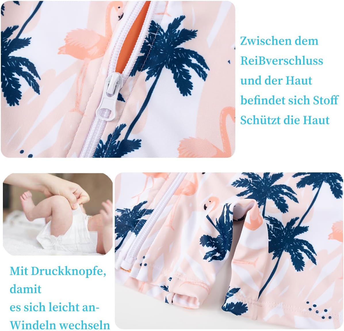 Thumbnail 2 de UMELOK Baby Mädchen Badeanzug UPF 50+ Langarm – Sonnenschutz, Reißverschluss und leichte Pflege