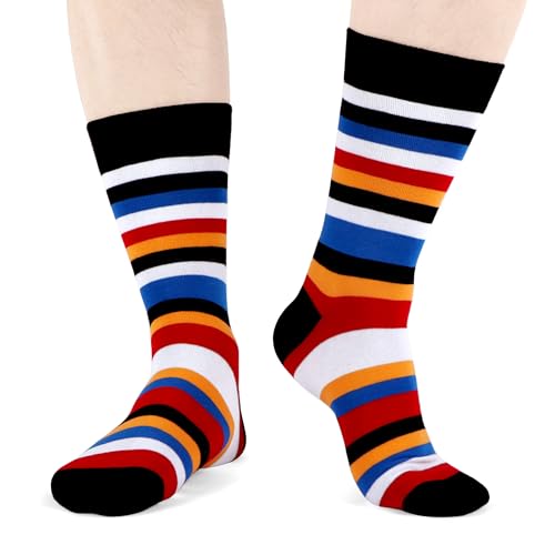 Detalle 2 de WeciBor Men's Striped Bamboo Viscose Dress Socks – 6 Pairs