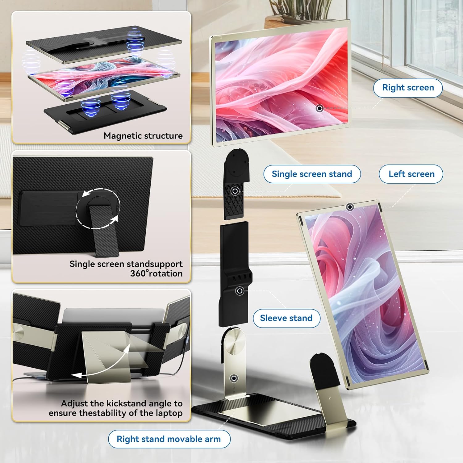 Detalle 2 de domyfan 15.6" Laptop Bildschirm Extender – Plug‑&‑Play Erweiterung mit 1080p, 120% sRGB