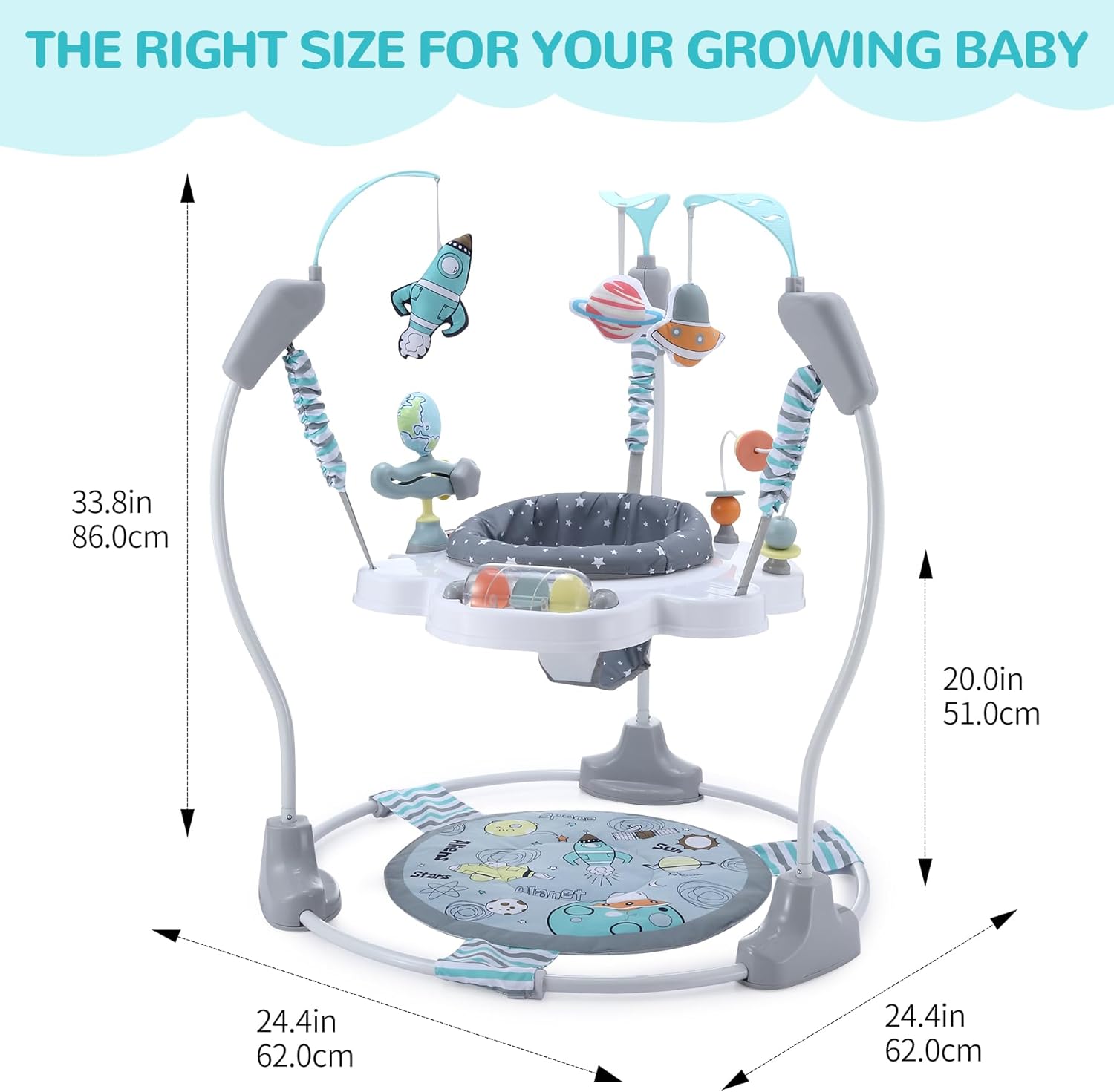 Thumbnail 1 de LADIDA Stationary Jumper Jumperoo Baby Activity Centre – Space Tour Grey