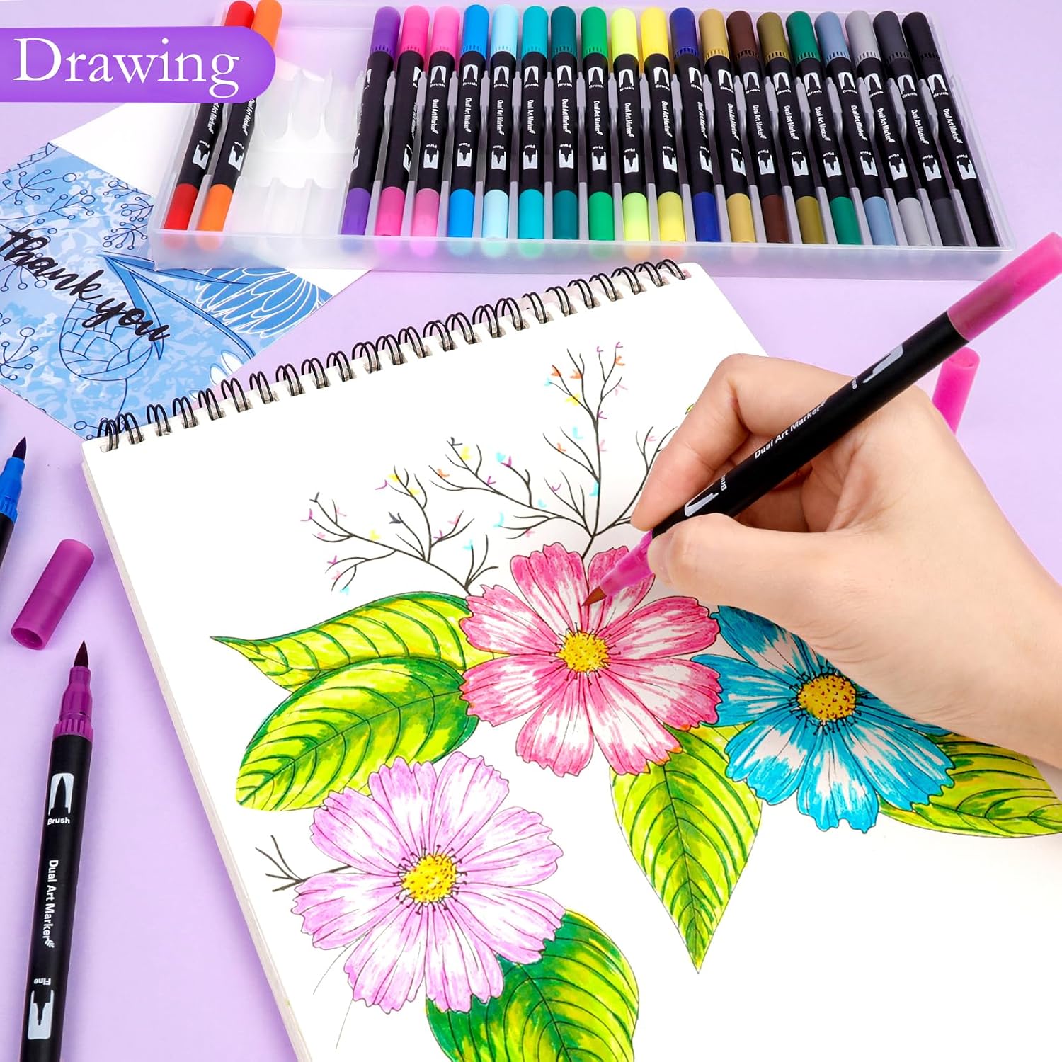 Thumbnail 4 de Dual Tip Brush Pens 24 Colour Set