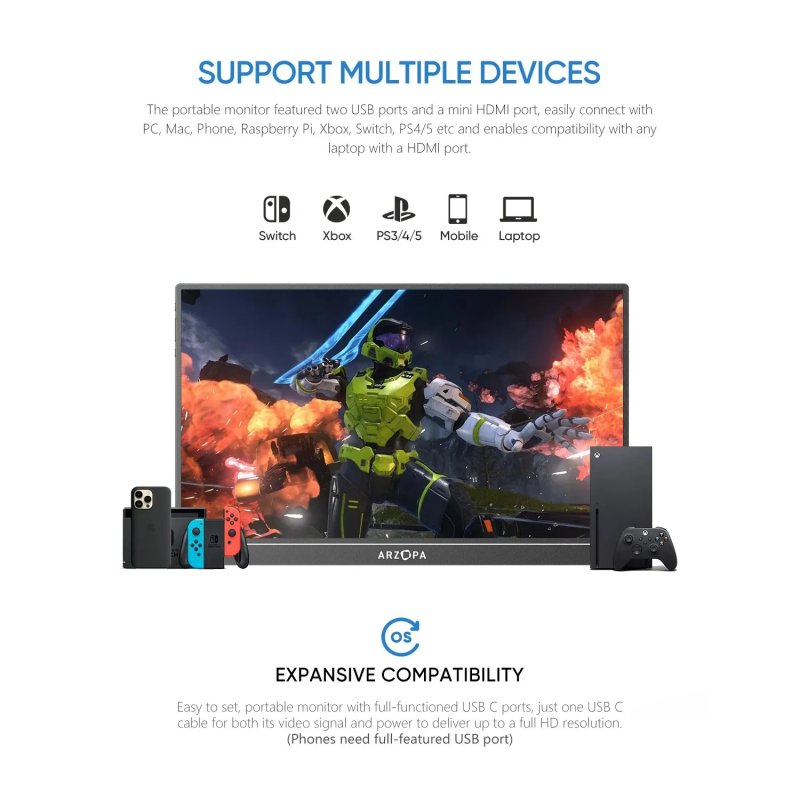 Thumbnail 2 de Arzopa G1 Monitor Portátil Gamer 16.1" IPS 144Hz USB-C