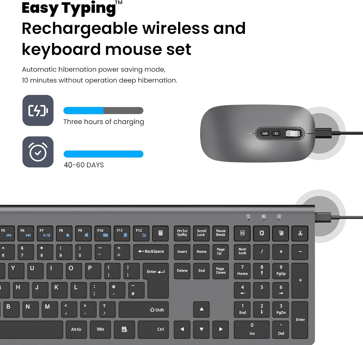 Thumbnail 1 de EasyTyping Rechargeable Wireless Keyboard 1pc