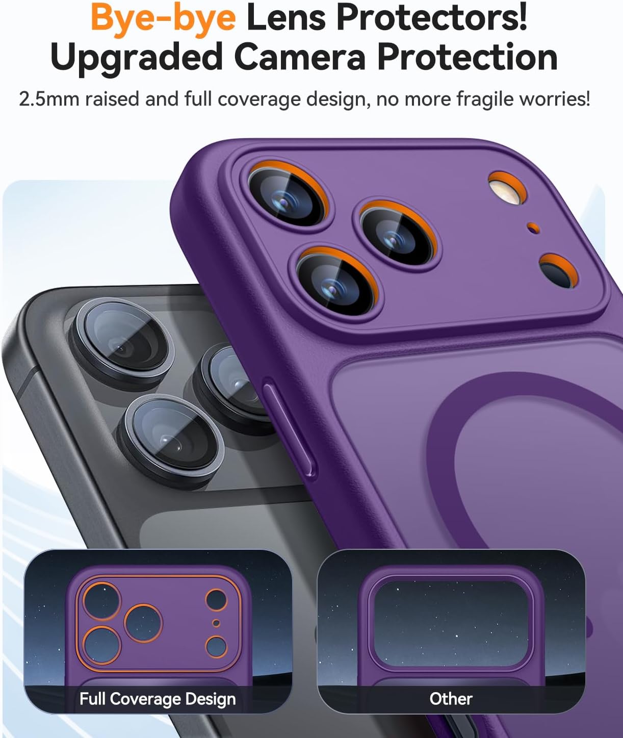Detalle de CANSHN Magnetic iPhone 17 Pro Case (6.3") in Deep Purple with full camera protection