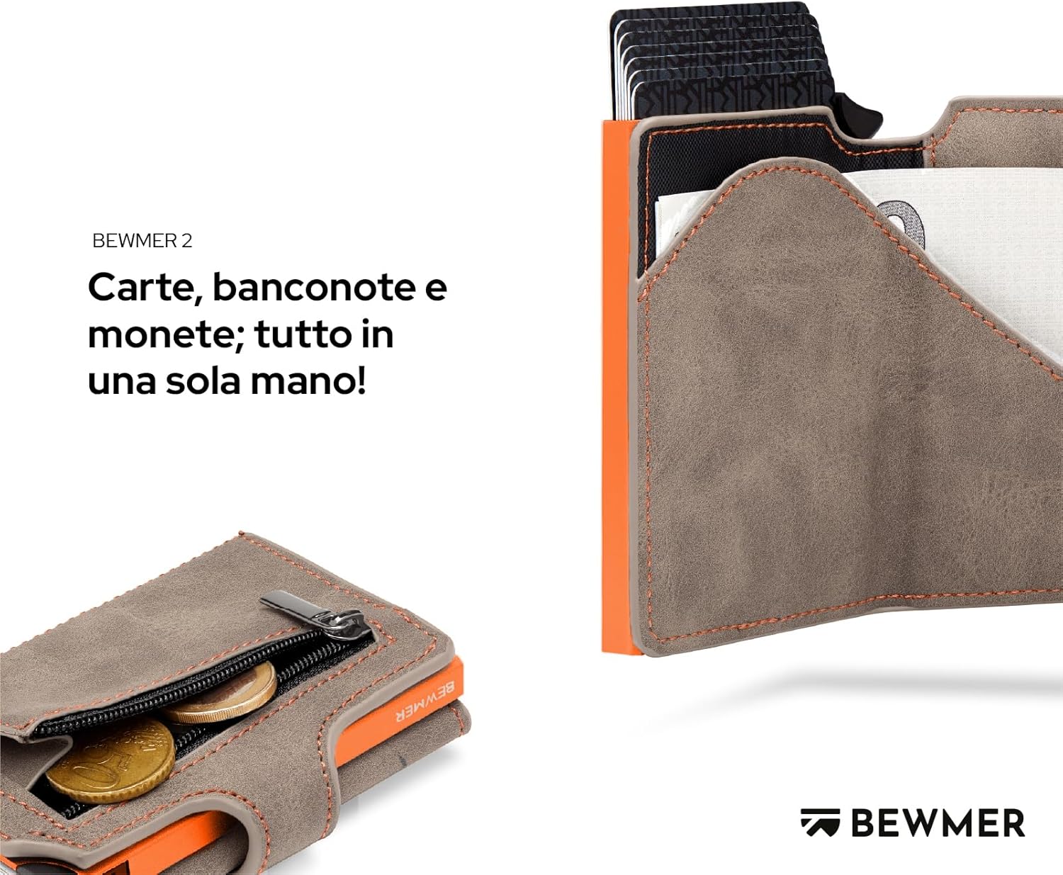 Thumbnail 2 de BEWMER v2 Portafoglio Uomo Slim in Similpelle con Protezione RFID Anticlonazione – Porta Carte e Portamonete, 9 Tessere
