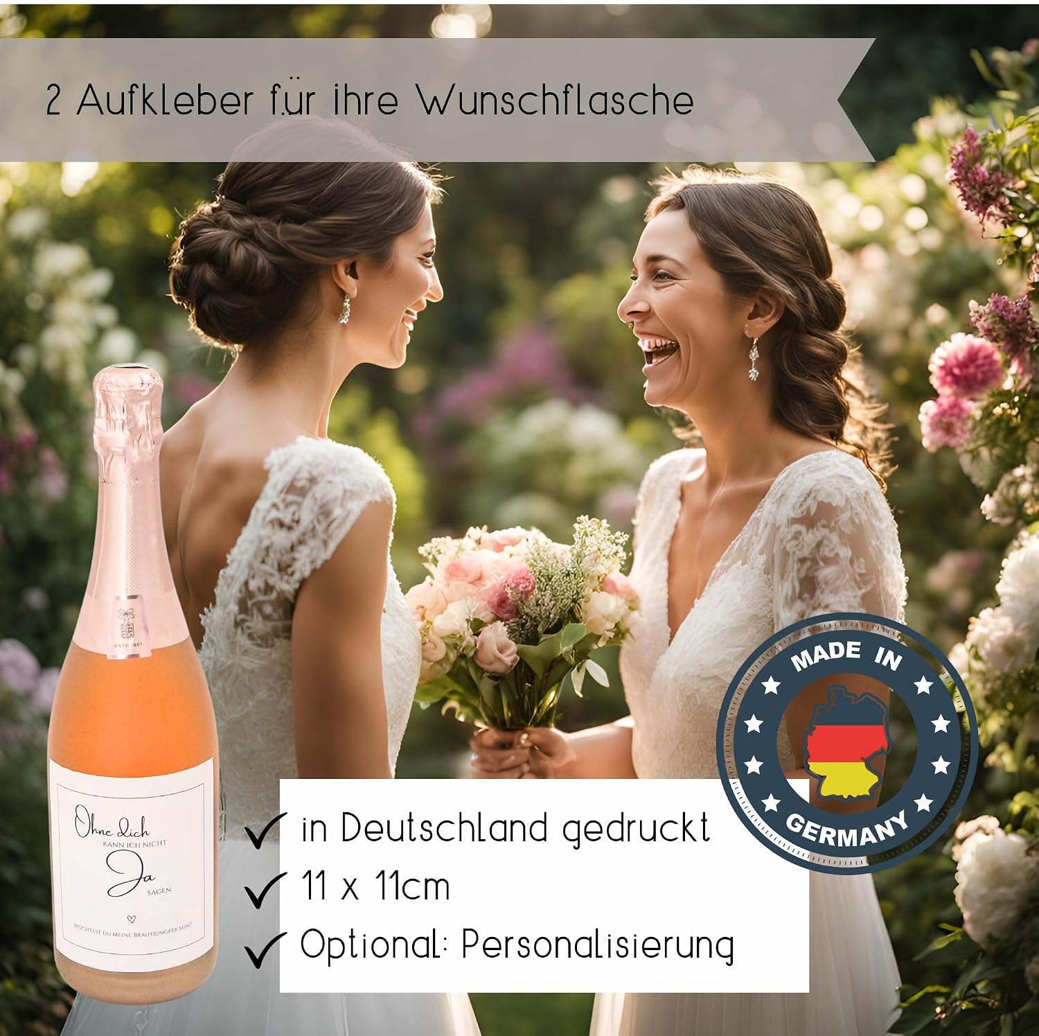 Detalle 2 de MilaBoo 11 x 11 cm Bottle Label, Hologram Bridesmaid Design