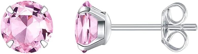 Detalle de Limerence Titan Ohrstecker – G23 Titan, hypoallergen, 5 mm Zirkonia, 0,8 mm Stift, 20G – zeitloses Piercing für Damen & Herren