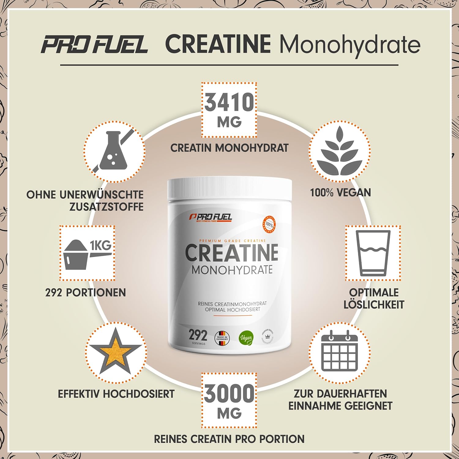 Thumbnail 1 de Creatin Monohydrat Pulver 1kg vegan