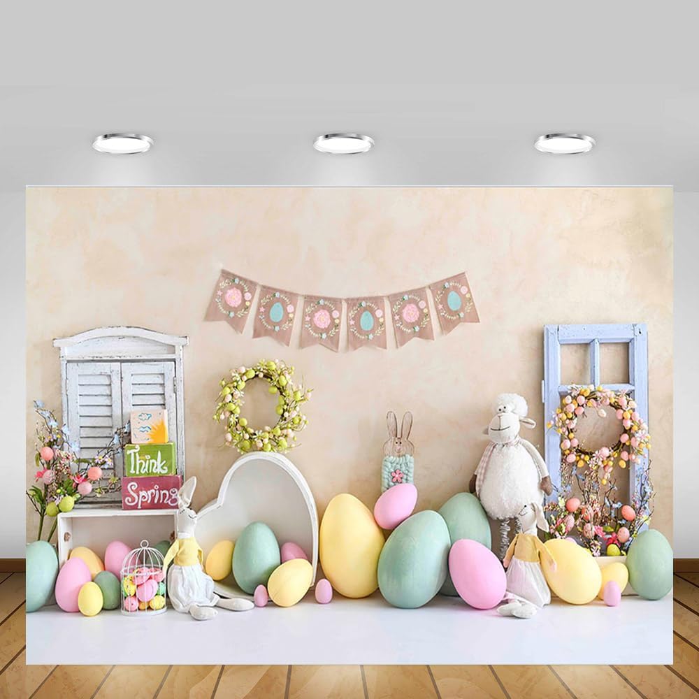 Thumbnail 3 de MEHOFOND 10x7ft Easter Photography Backdrop – Spring Rabbit Egg Theme, Seamless Fabric for Photo Booths and Parties