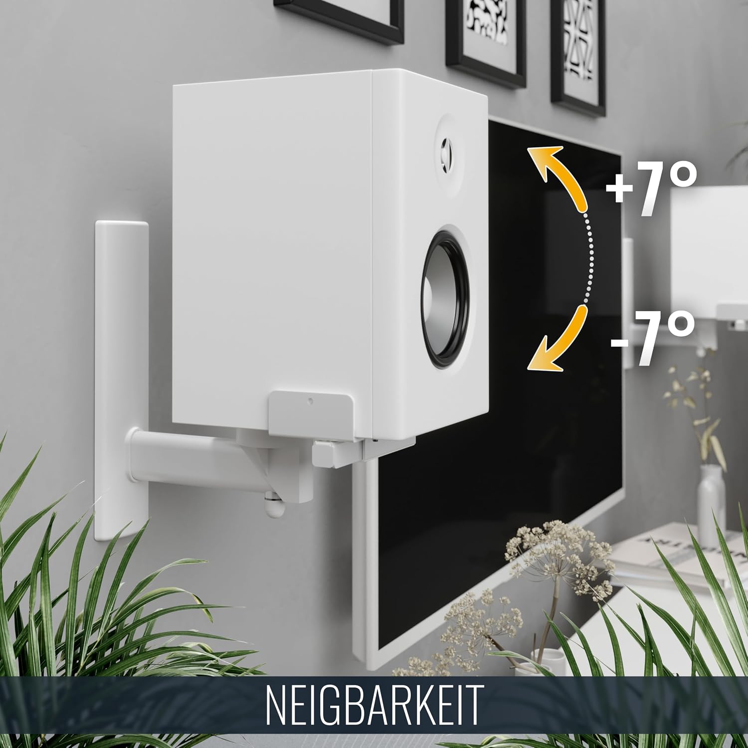 Detalle 2 de RICOO LH023-W Lautsprecherwandhalterung 2er-Set – schwenkbar, neigbar, maximale Belastbarkeit 25 kg