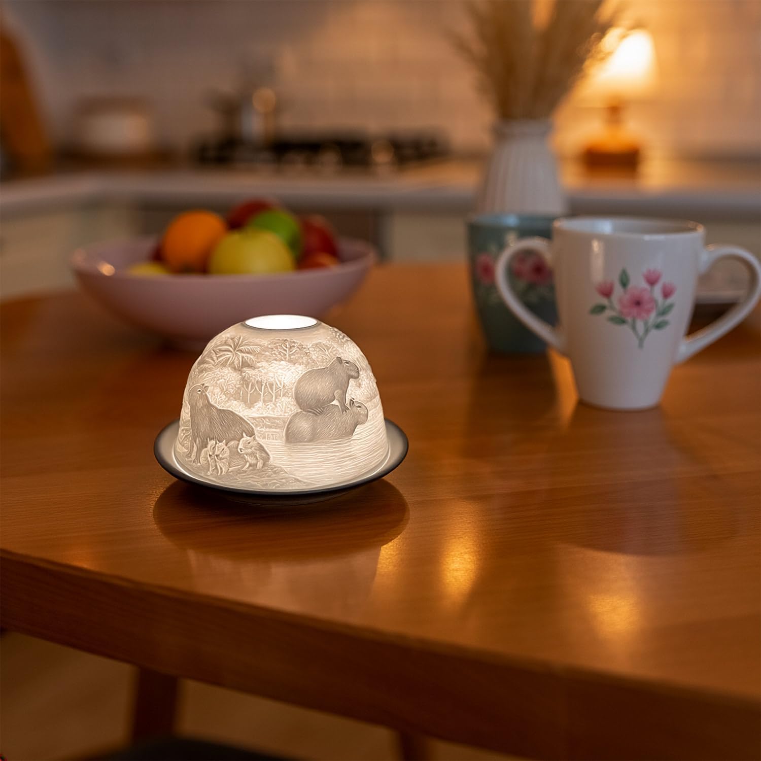 Thumbnail 6 de Cello Porcelain Tealight Holder Dome (Capybara Design) with 3D Projection for LED or Wax Candles