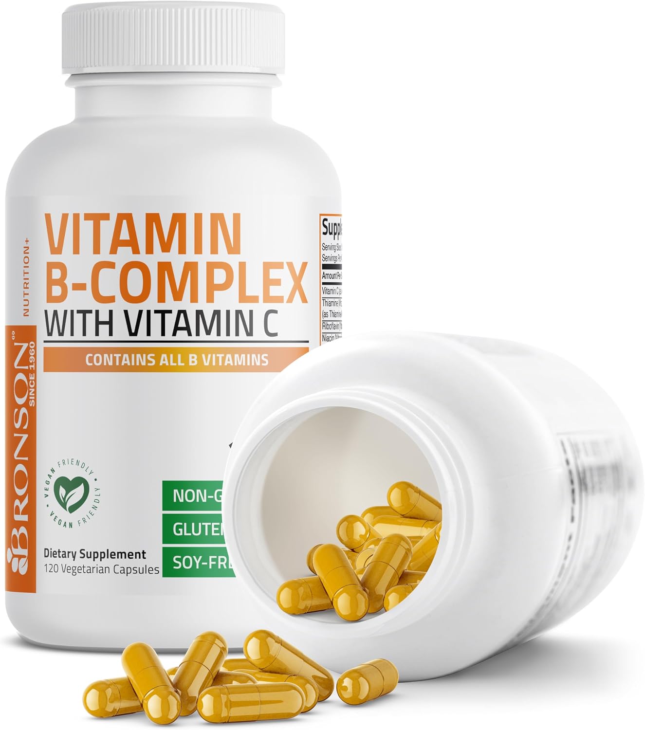 Detalle de Bronson 1152-120 Vitamin B Complex with Vitamin C, 120 Vegetarian Capsules
