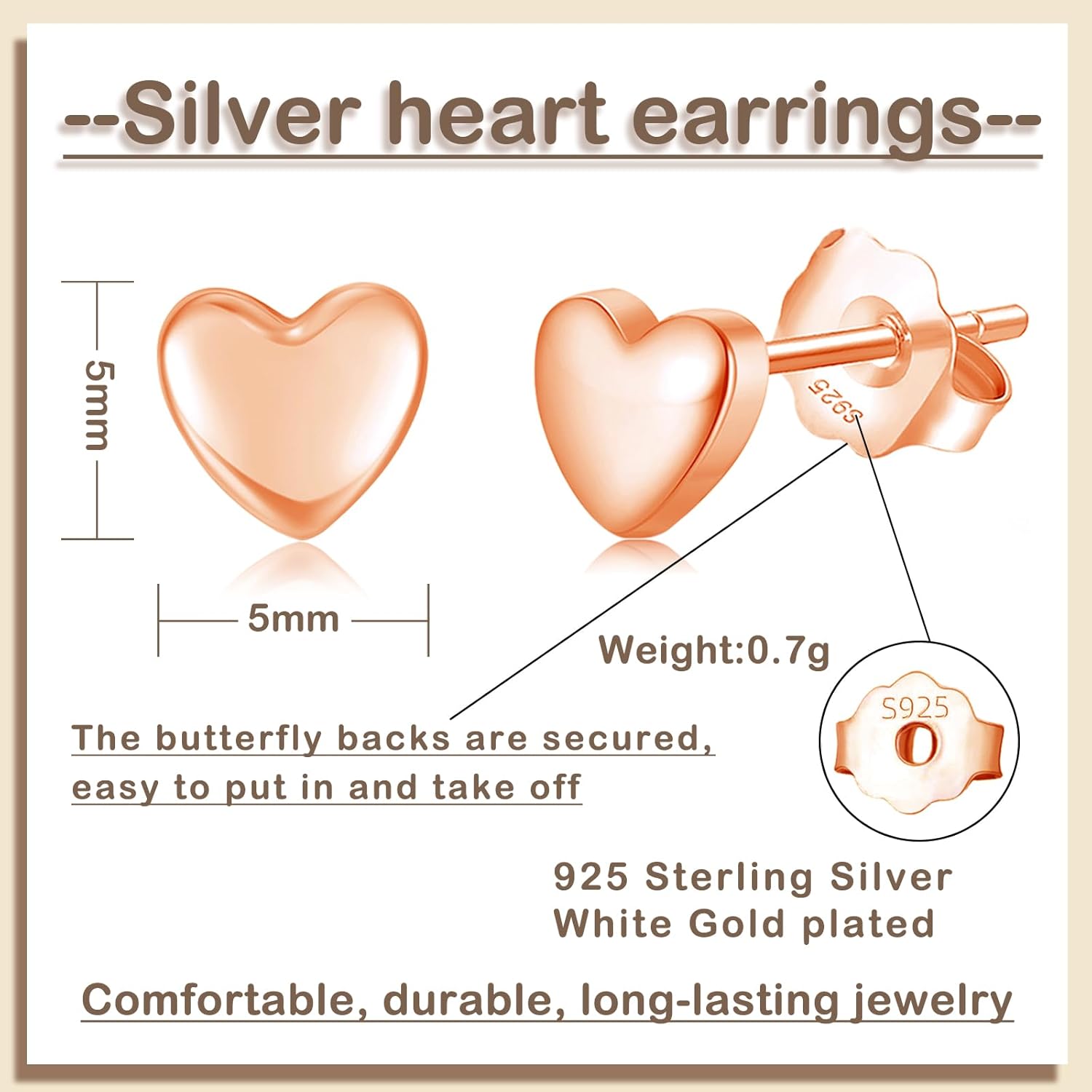 Thumbnail 1 de Deyanse Ohrstecker aus 925 Sterling Silber für Damen – hypoallergen, nickelfrei mit Herz/Stern-Design