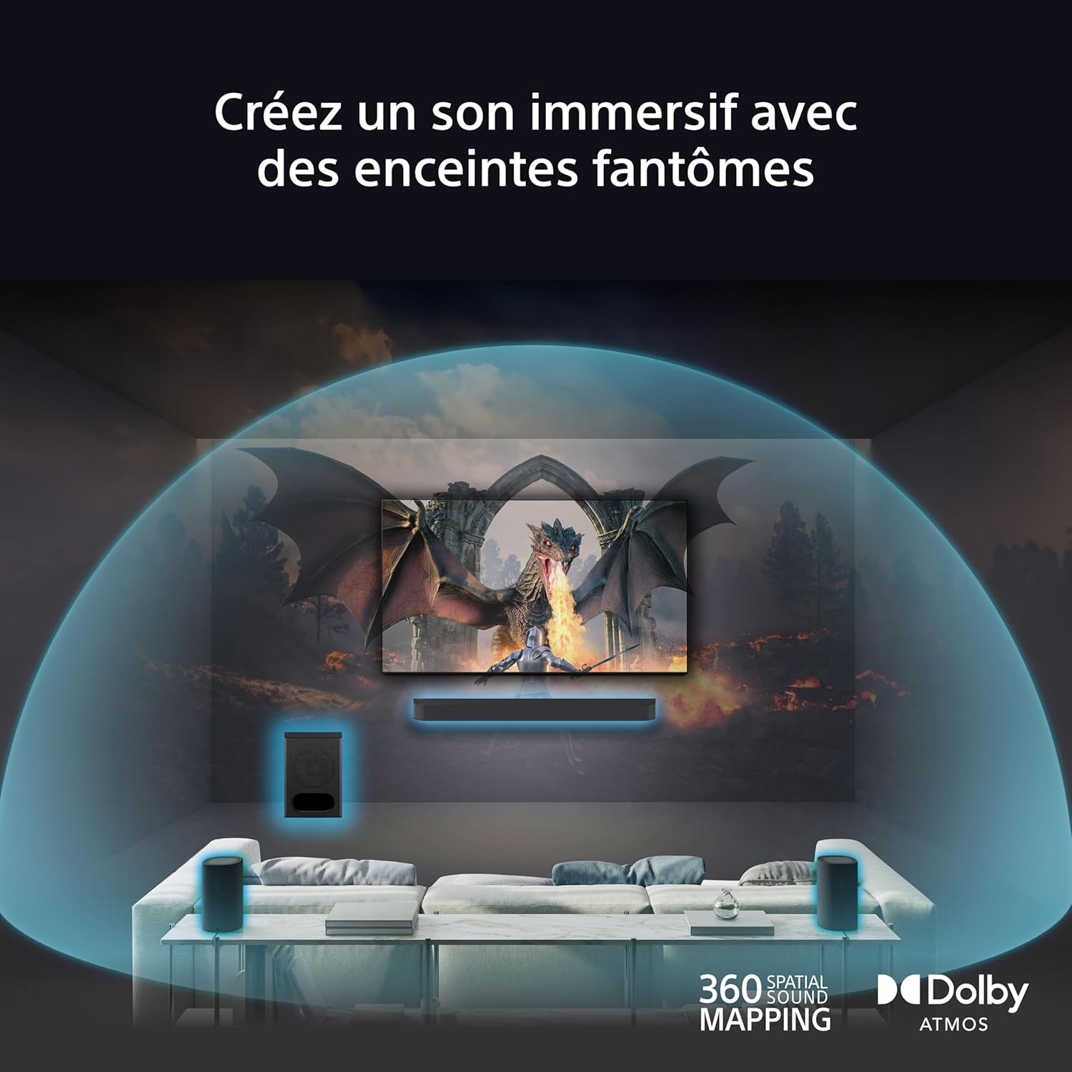 Detalle de Sony BRAVIA Theatre 8 Haut-parleurs arrière sans fil : son surround 360° et IMAX Enhanced pour votre salon