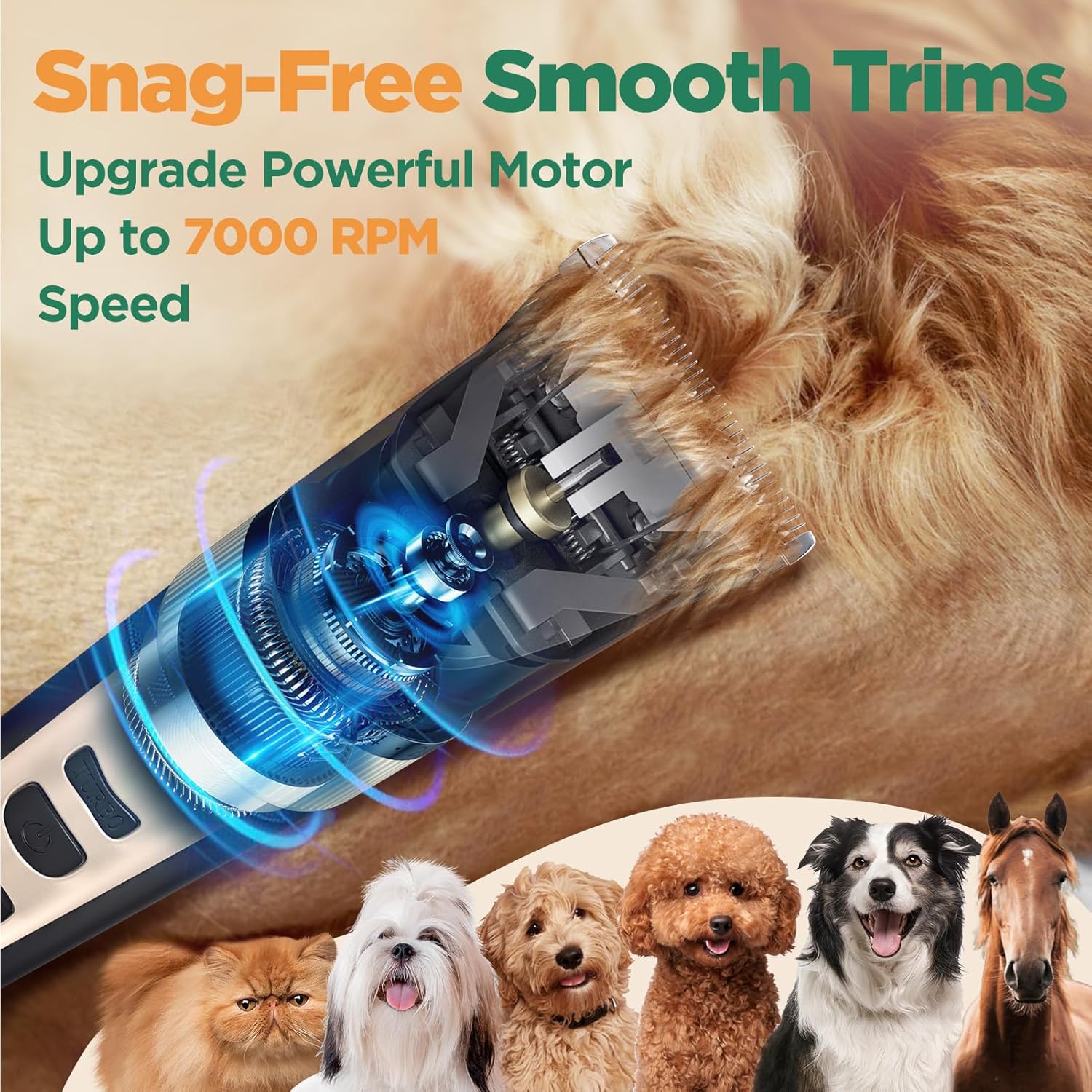 Thumbnail 1 de Gimars 6 in 1 7000 RPM Low Noise Dog Clippers Rechargeable Pet Grooming Kit with Scissors & Combs