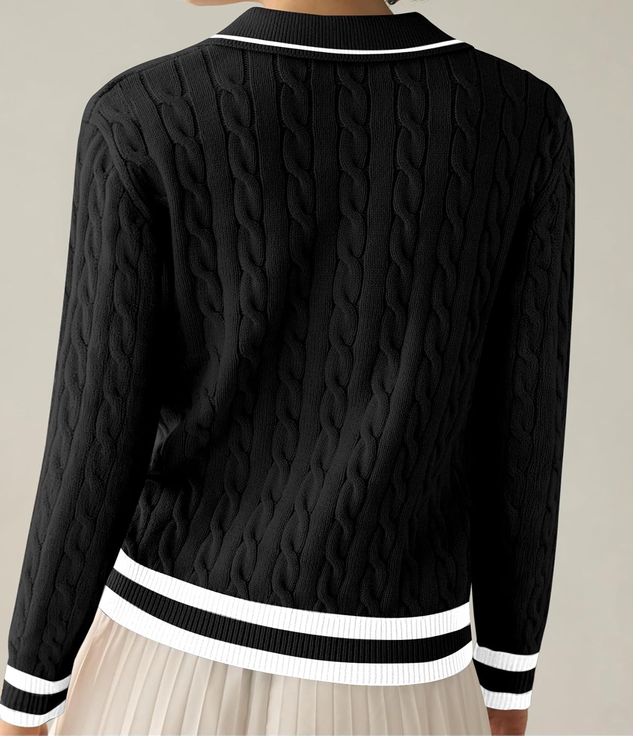 Detalle 2 de LACOZY Women's Cable Knit Polo V-Neck Pullover