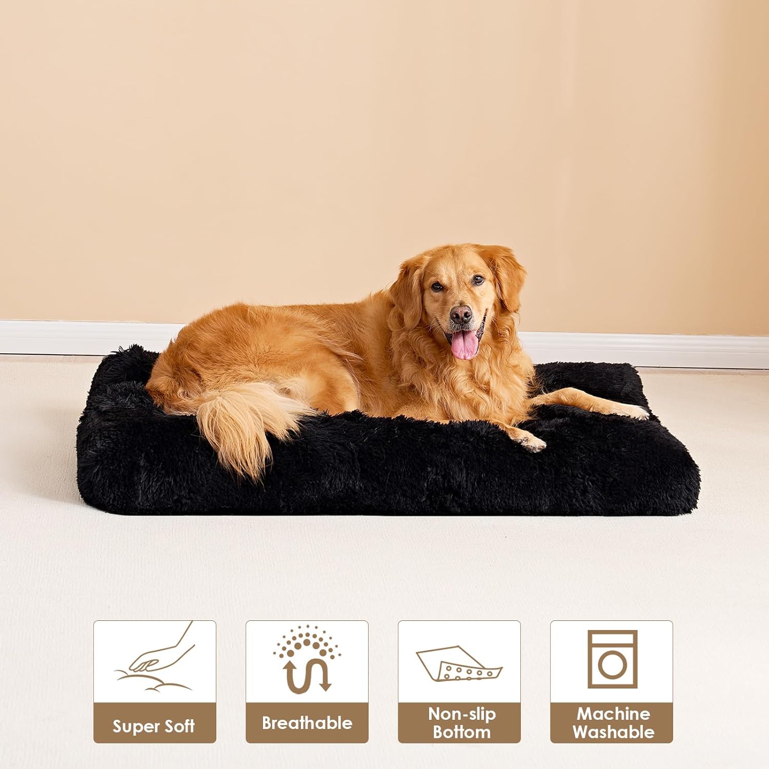 Detalle de EHEYCIGA Fluffy Extra Large Dog Crate Bed XL: Calming, Washable and Non-Slip Comfort for Big Dogs
