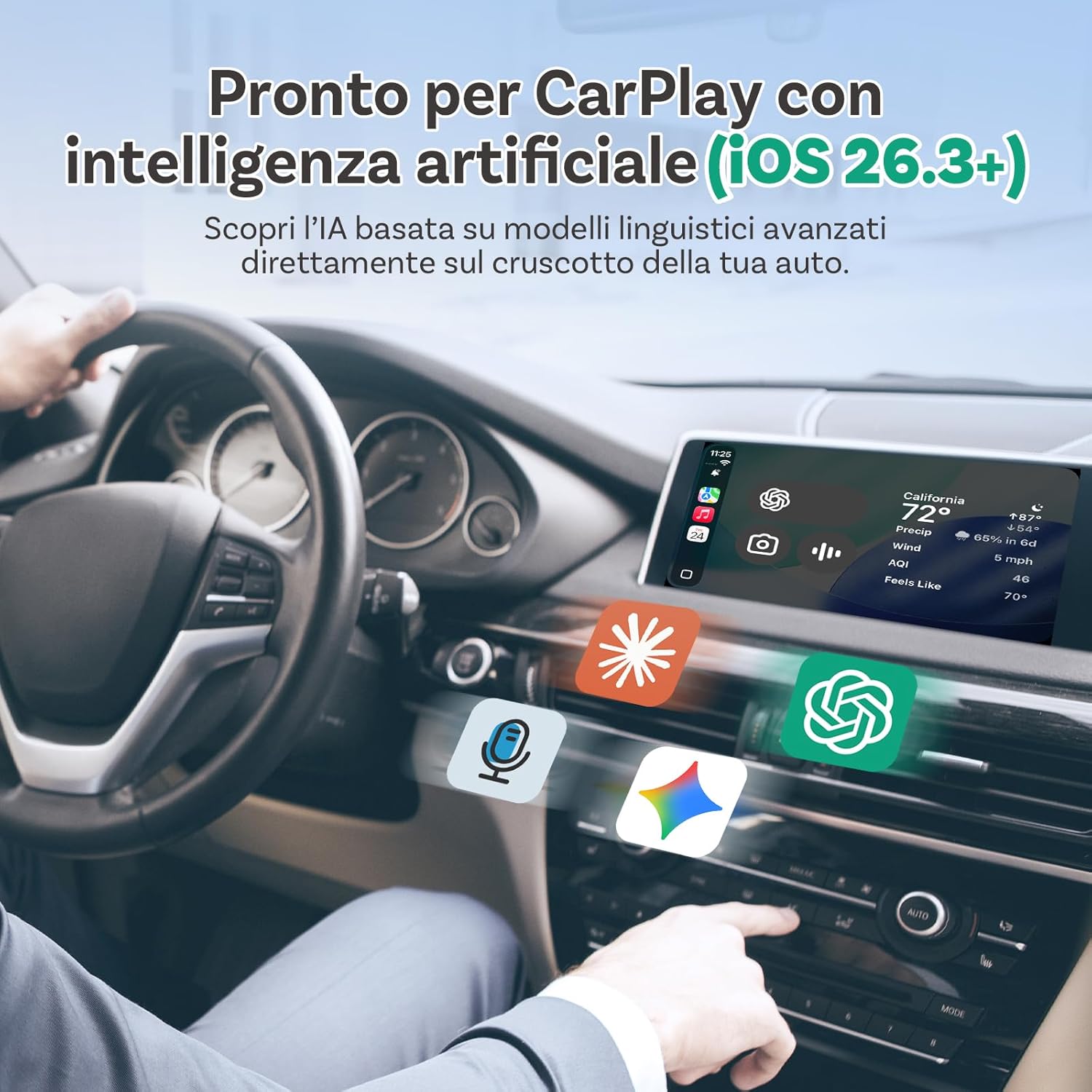 Detalle 2 de OTTOCAST Play2Video Ultra 2026: Adattatore CarPlay Wireless & Android Auto con YouTube/Prime Video