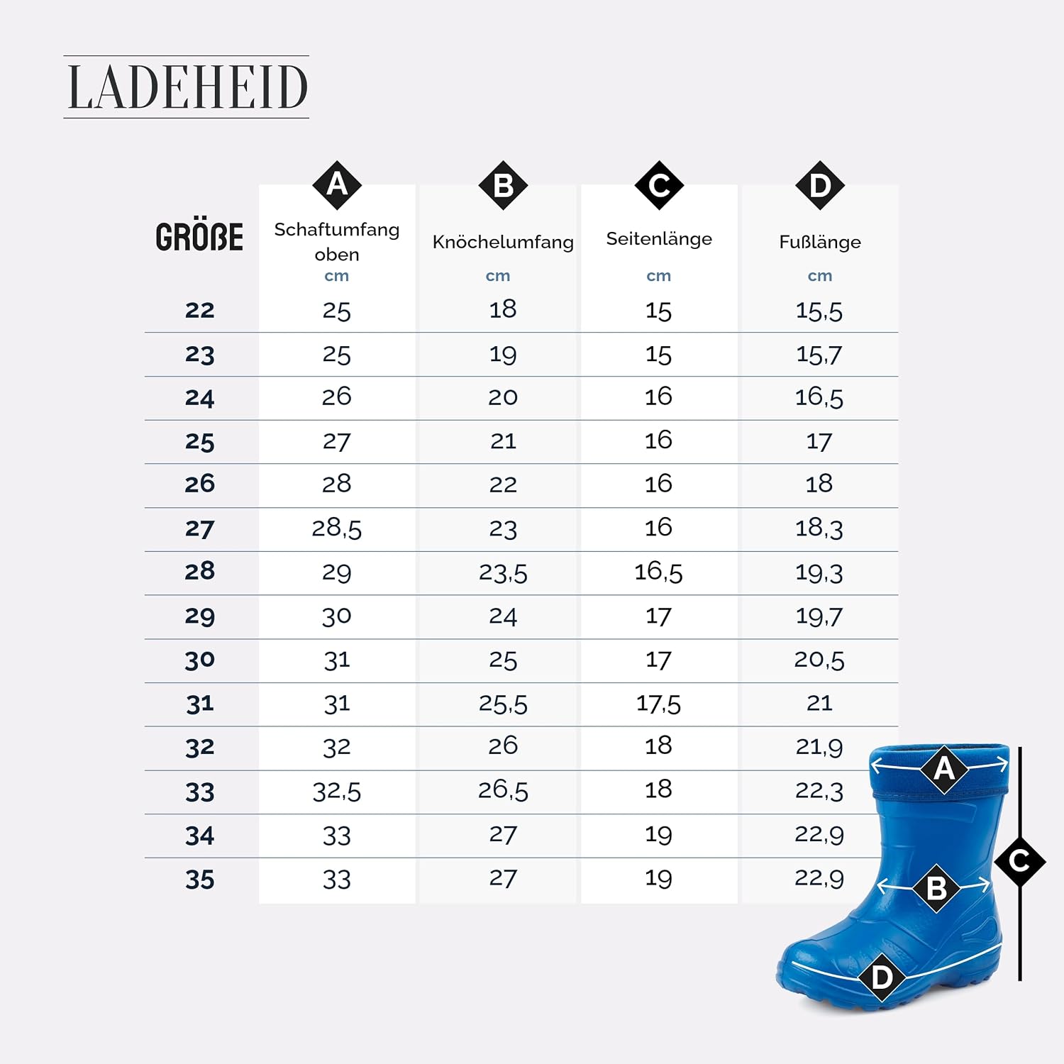 Detalle 2 de Ladeheid KL050 Kinder-Gummistiefel Regen 100% wasserdicht