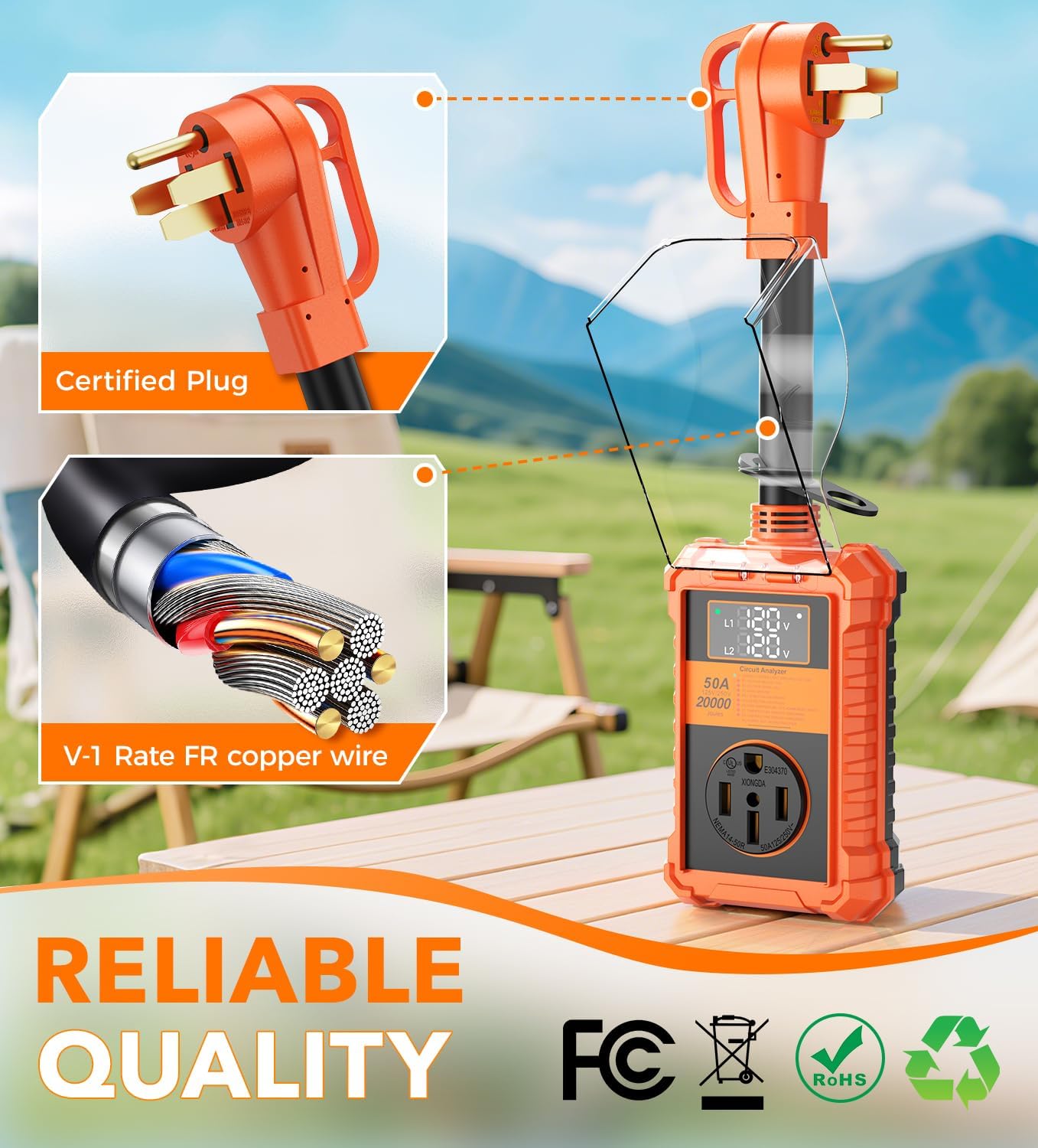 Thumbnail 2 de Toujreo RV Surge Protector 50 Amp - 20000J with IP68 Waterproof Cover