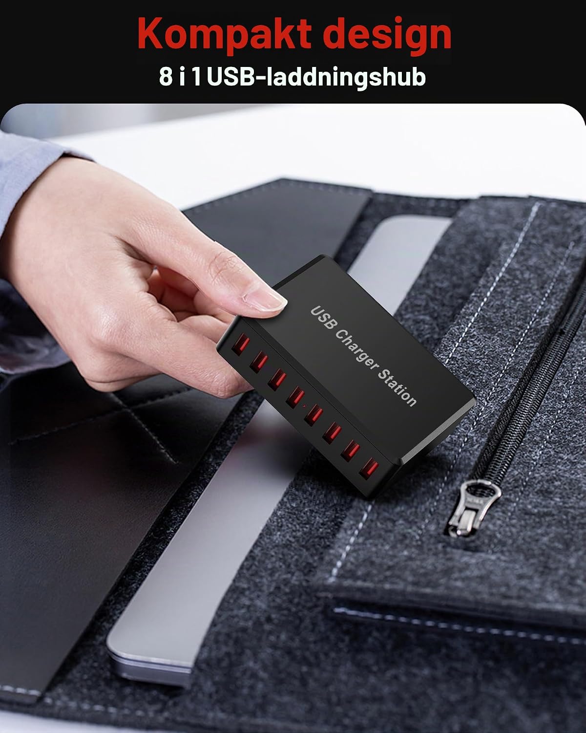 Detalle de Rsydmny USB-laddare med 8 USB-A-portar, 50 W och 5 V/10 A