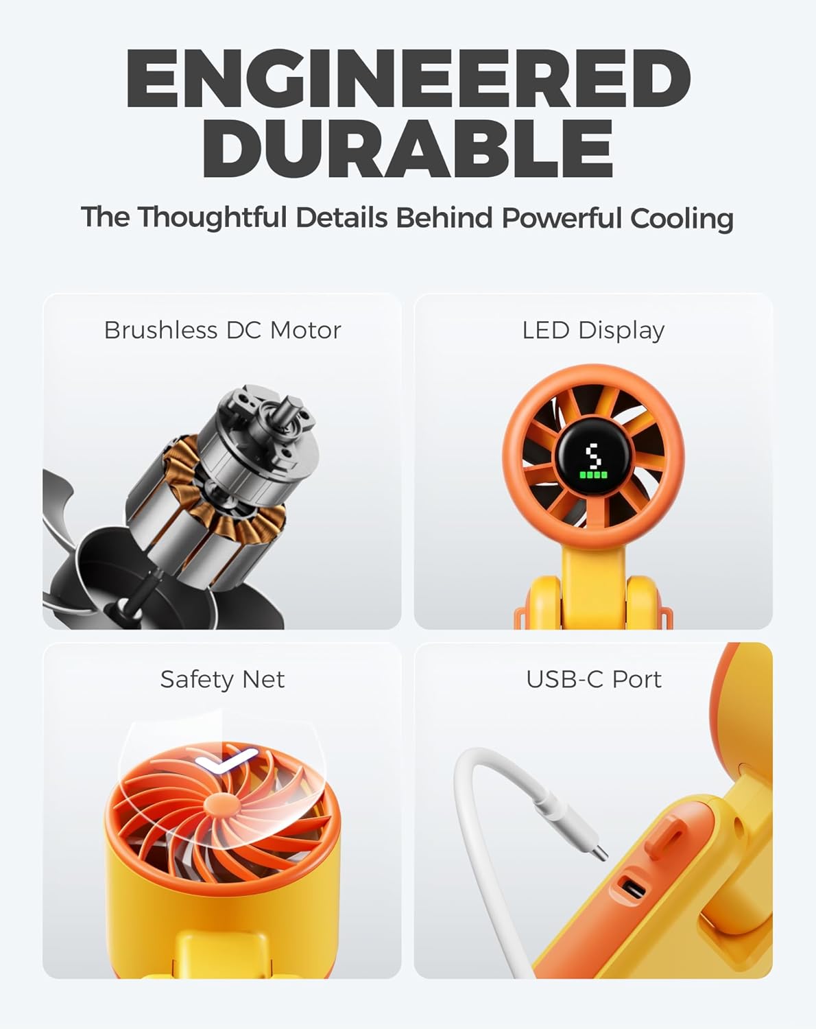 Thumbnail 6 de Diveblues Portable Handheld Fan: 9 m/s Cooling, 4000mAh Battery, 12 Hours & LED Display