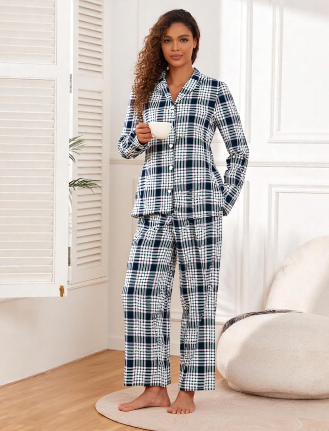 Thumbnail 1 de Famulily Langarm Pyjama Set Plaid – 2-teiliges Damen-Loungewear-Set (S–XXL)