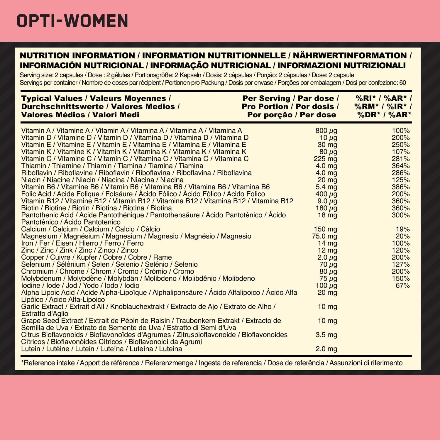 Thumbnail 6 de Optimum Nutrition Opti-Women Multivitamines, 120 gélules — cure de 2 mois