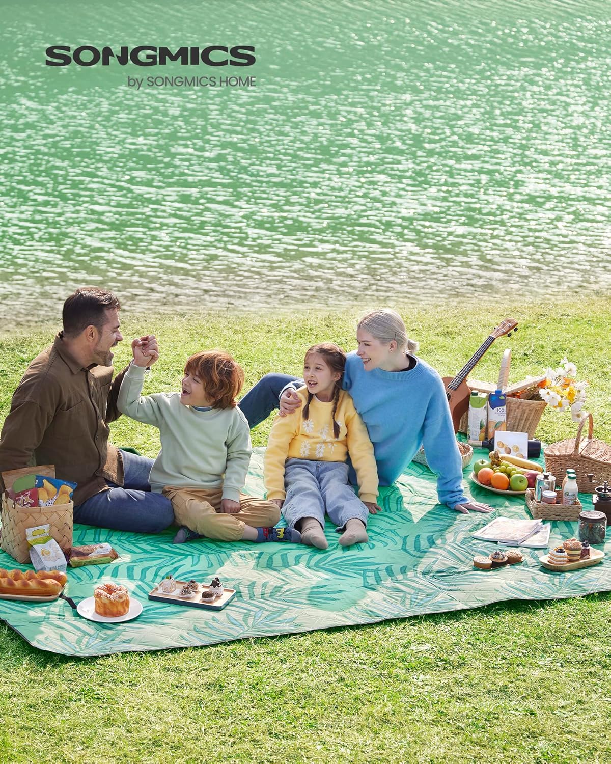 Thumbnail 1 de SONGMICS Picnic Blanket 300 x 200 cm – Large Fern Pattern Waterproof Mat, Foldable and Machine Washable