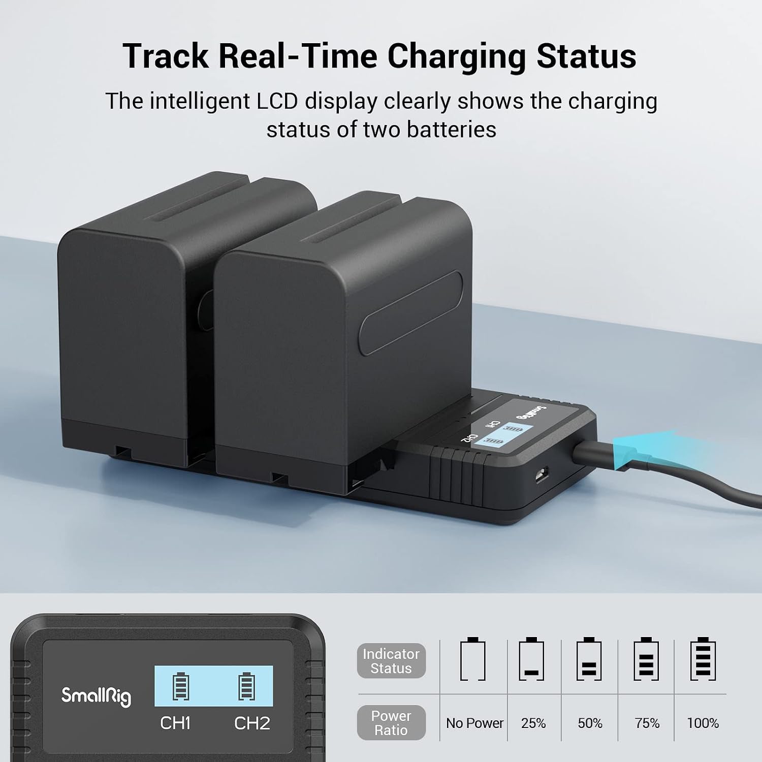 Thumbnail 5 de SmallRig NP-F970 Battery & Charger Kit (7800mAh), 2-Pack with Dual USB, Compatible with Sony NP-F Series
