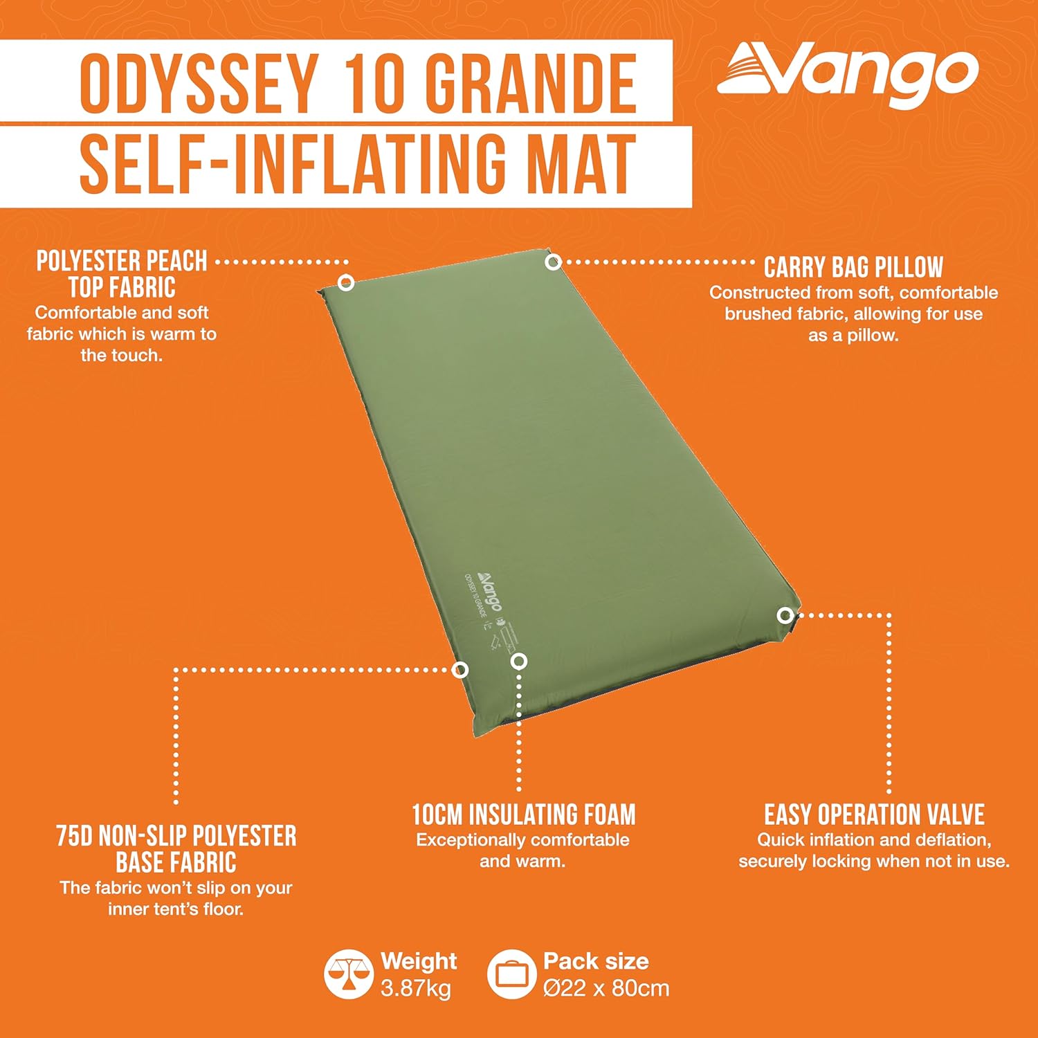 Thumbnail 2 de Vango Odyssey Grande Self Inflating Camping Mat – 10cm Deep Insulating Foam Sleeping Mat (Amazon Exclusive)