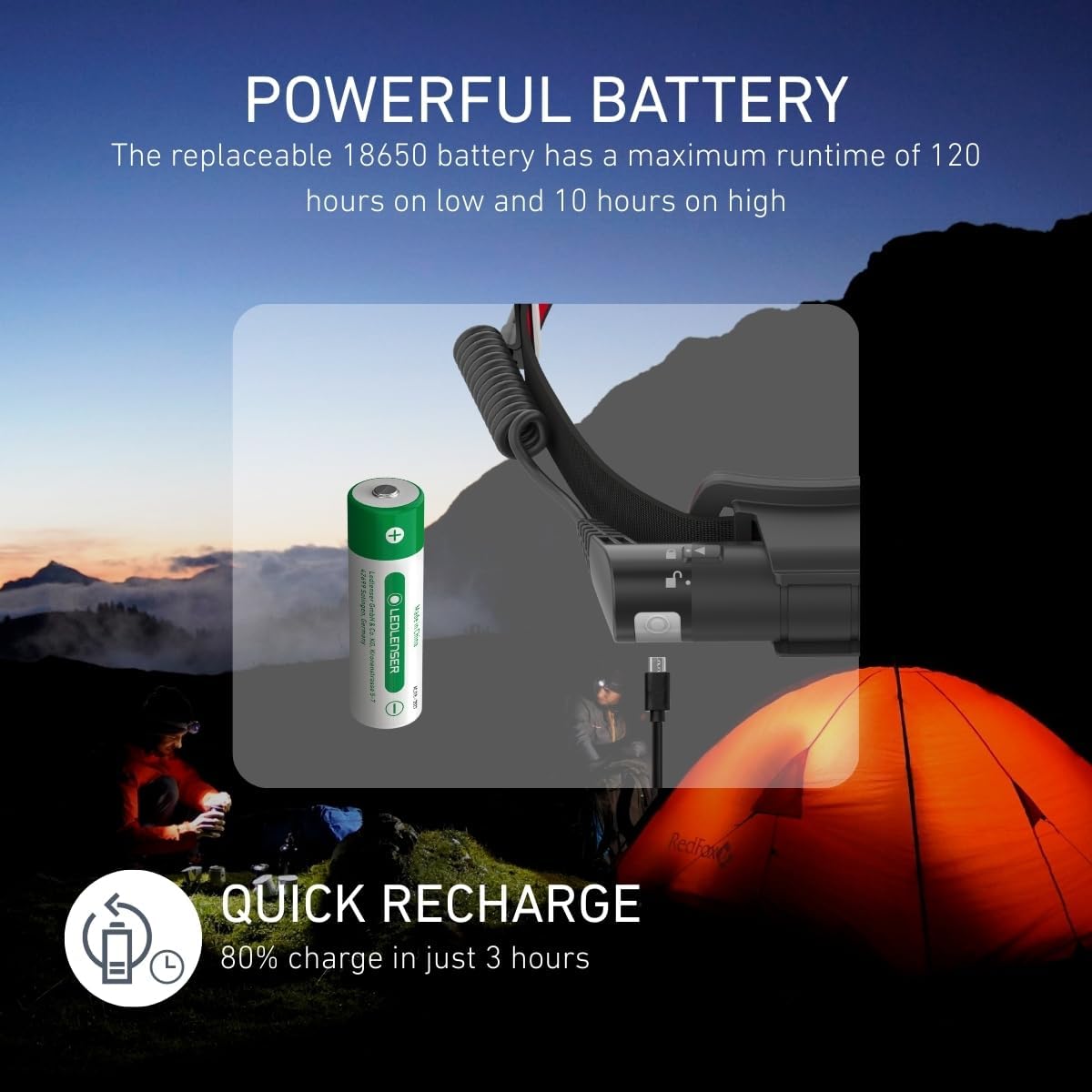 Thumbnail 4 de Ledlenser H8R Headlamp LED – rechargeable 600 lumen headtorch with Advanced Focus System