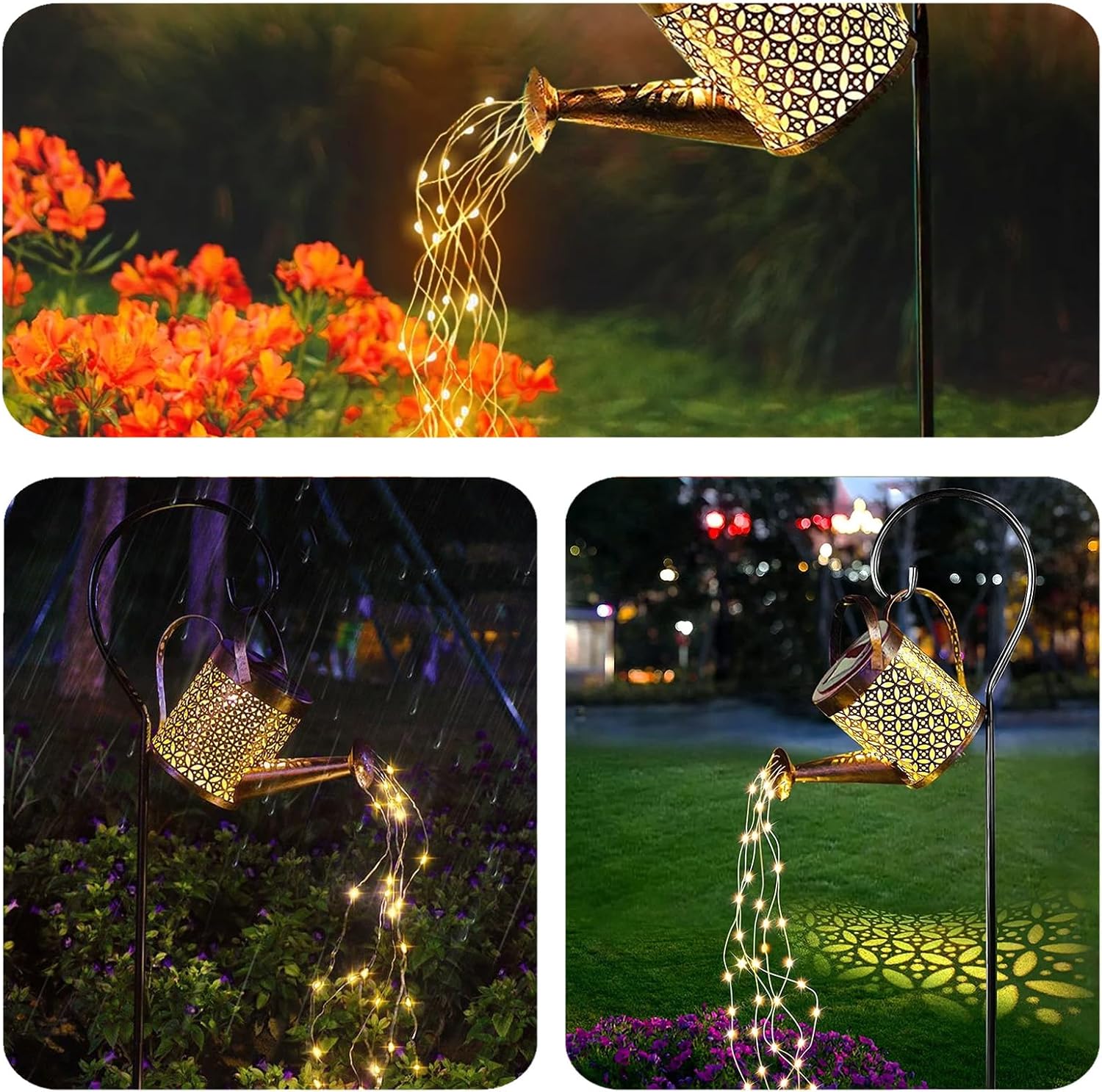 Thumbnail 4 de CNMTCCO Solarlampen für außen – Vintage-Gartenlaternen in Gießkannen-Optik mit Sternenregen
