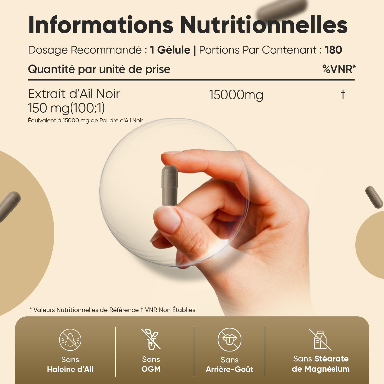 Detalle 1 de Ail noir fermenté 15000 mg 💊