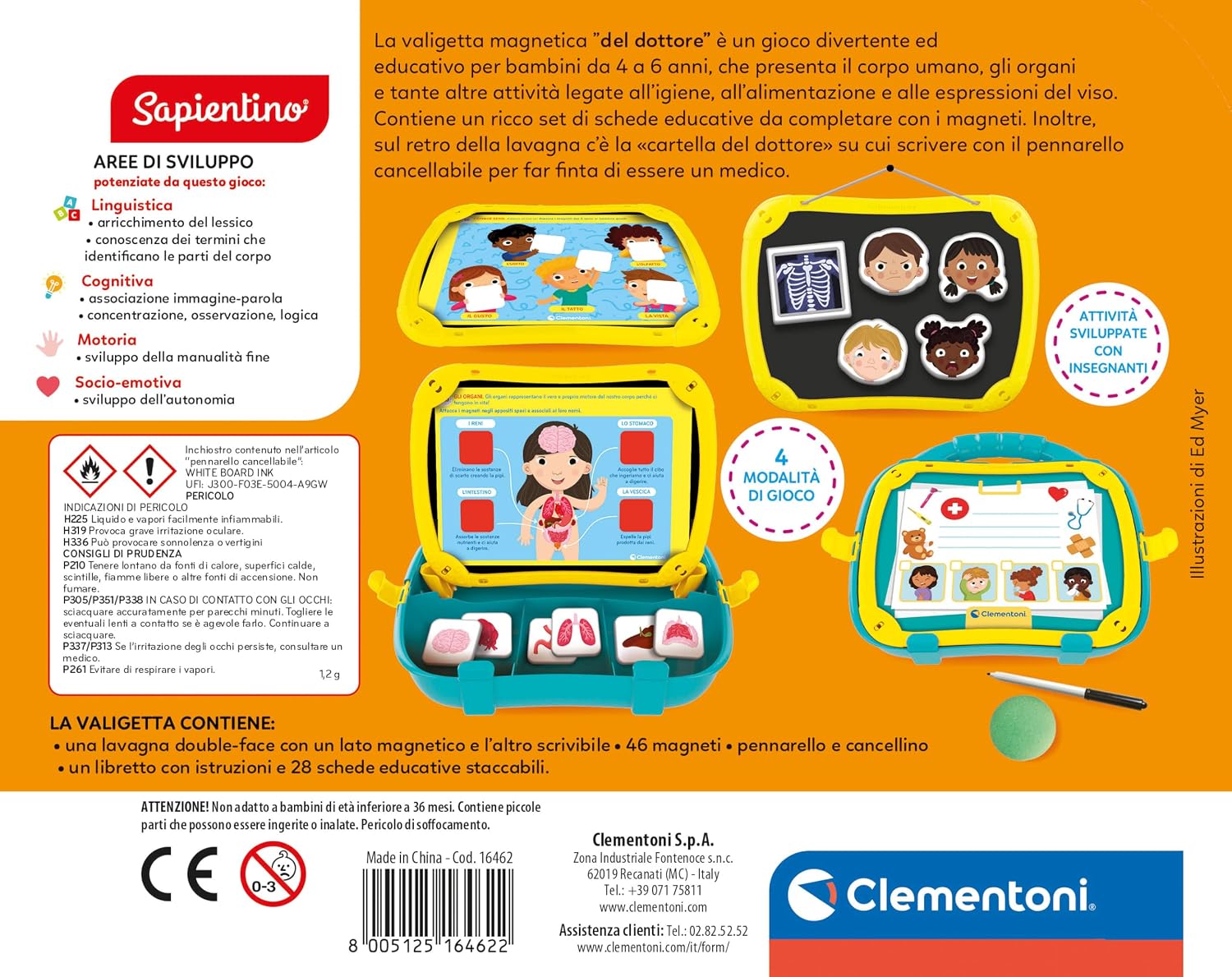 Detalle de Clementoni Sapientino Valigetta del Dottore: Kit Medico per Bambini 4-6 Anni (16462)