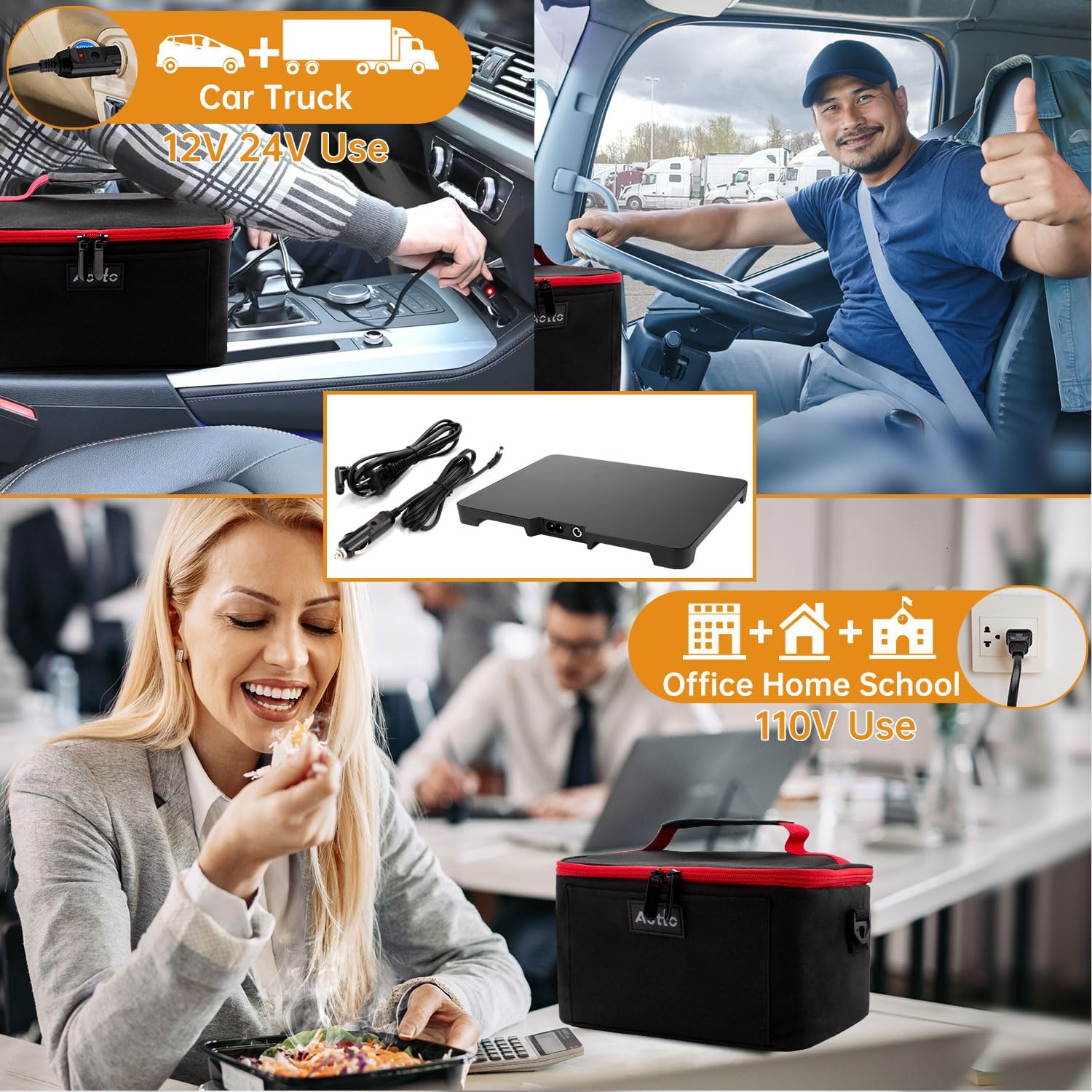 Detalle de Aotto 3-in-1 Mini Oven Portable Food Warmer, 12V/24V/110V