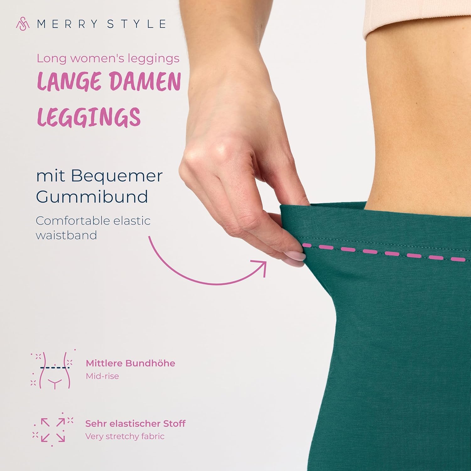 Thumbnail 2 de Merry Style Damen Leggings Baumwolle EU – blickdicht, weich & elastisch für Yoga, Gym & Freizeit