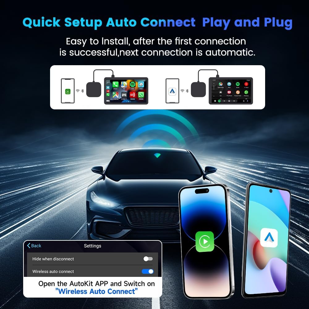 Detalle de CarlinKit AIBox Android 13.0 wireless CarPlay adapter, 4GB RAM, 64GB storage