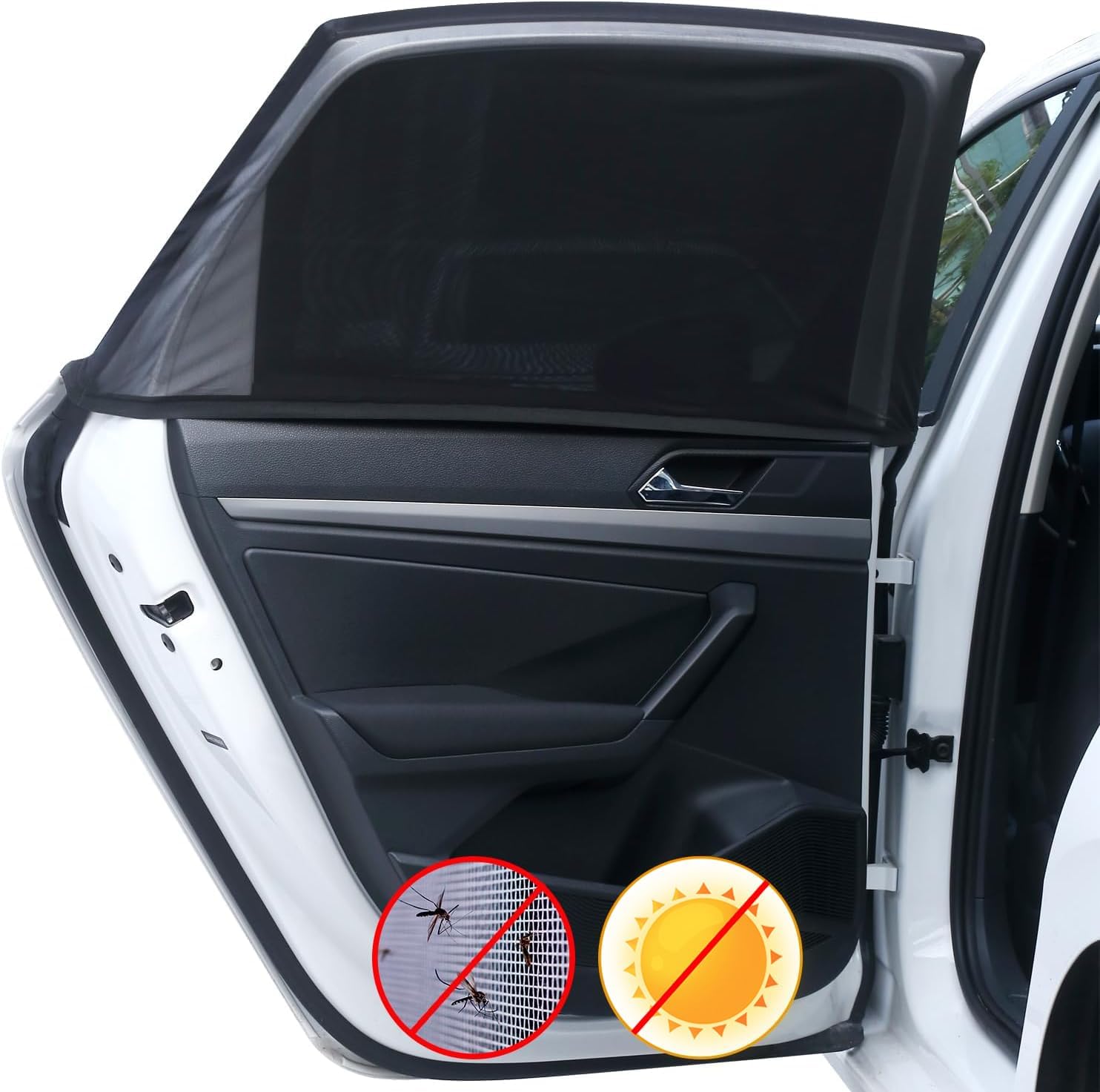 Detalle de Yayalovehomee Car Rear Side Window Shades, Black Polyester Mesh, 2-Pack